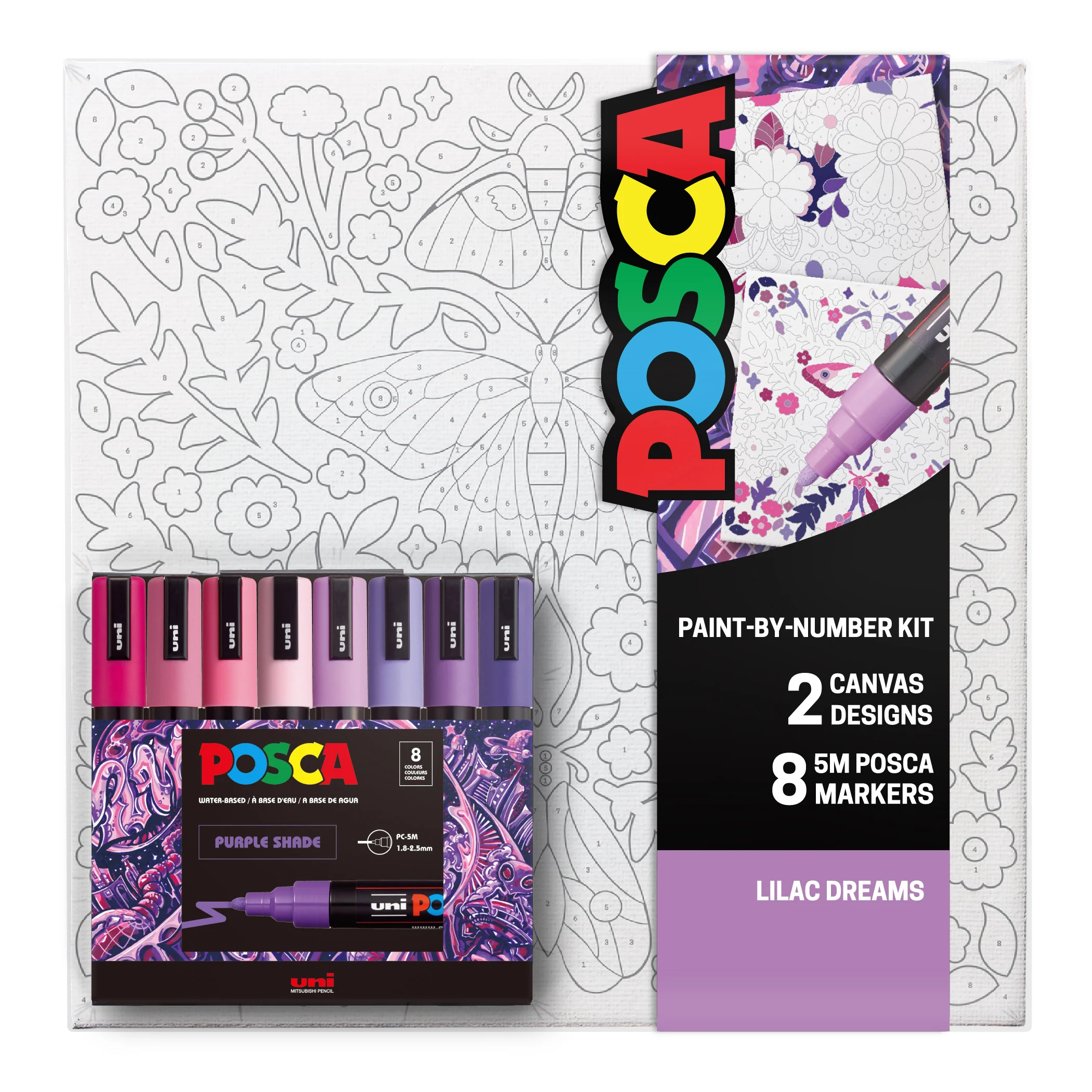 POSCA® Paint-By-Number Canvas Kit, 8 Count Water-Based Paint Markers 272 POSCA® Paint-By-Number Canvas Kit, 8 Count Water-Based Paint Markers