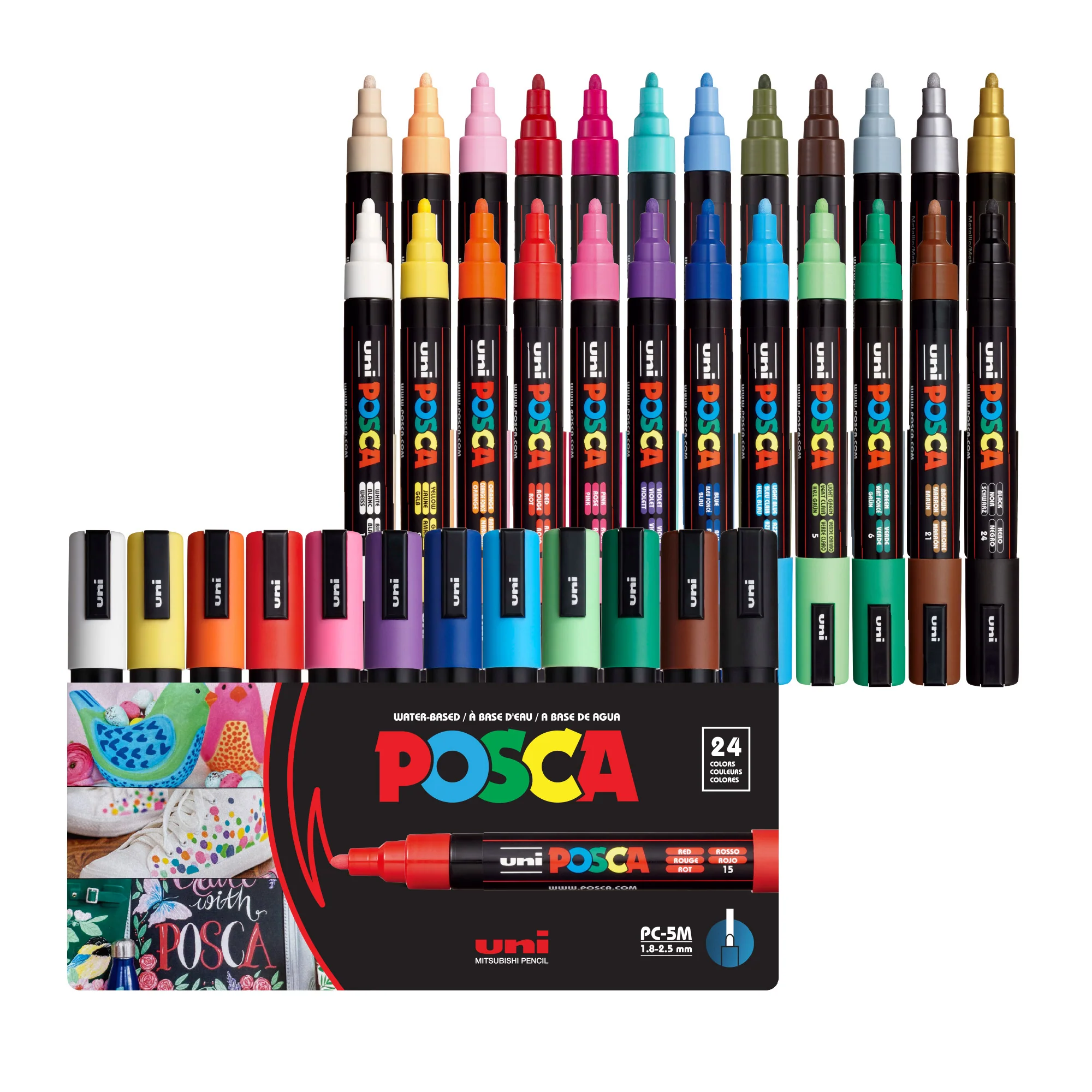 POSCA® PC-5M Water-Based Paint Markers, Medium Point (1.8-2.5 mm), 24 Count Assorted Color 16 POSCA® PC-5M Water-Based Paint Markers, Medium Point (1.8-2.5 mm), 24 Count Assorted Color
