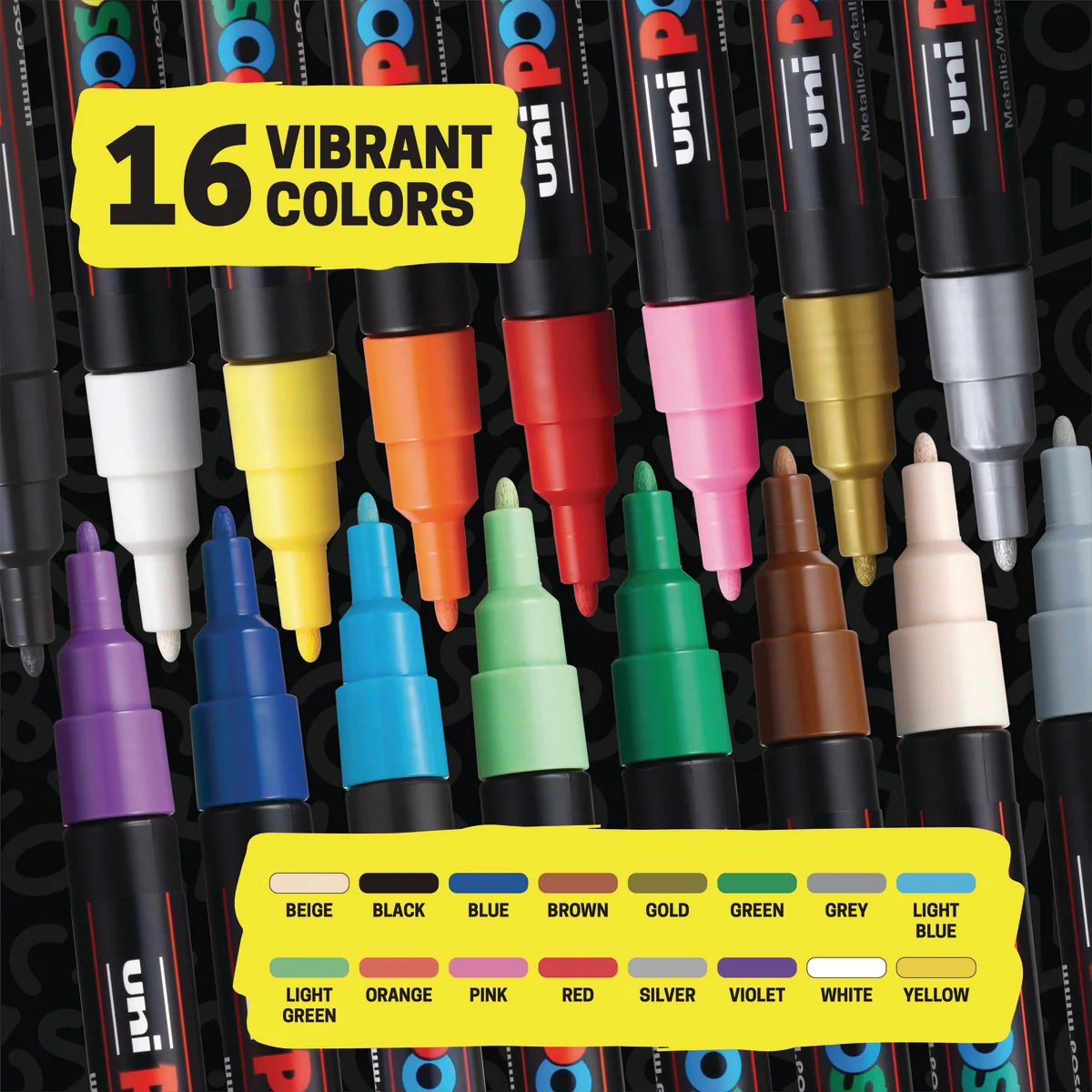 POSCA® 16 Count Paint Marker Kit, Featuring 3M Fine Tips 8 POSCA® 16 Count Paint Marker Kit, Featuring 3M Fine Tips
