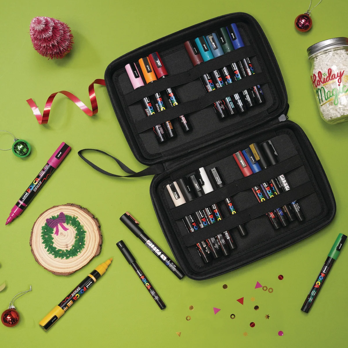 POSCA® 22 Count Holiday Color Paint Marker Kit, Featuring Brush & Bullet Tips