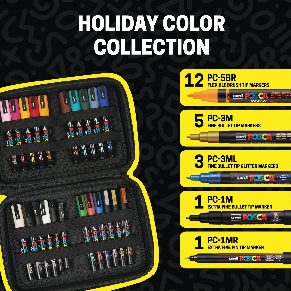 POSCA® 22 Count Holiday Color Paint Marker Kit, Featuring Brush & Bullet Tips