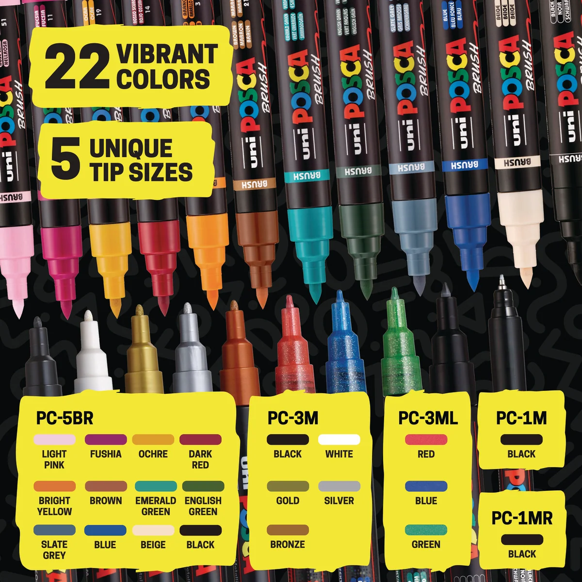 POSCA® 22 Count Holiday Color Paint Marker Kit, Featuring Brush & Bullet Tips