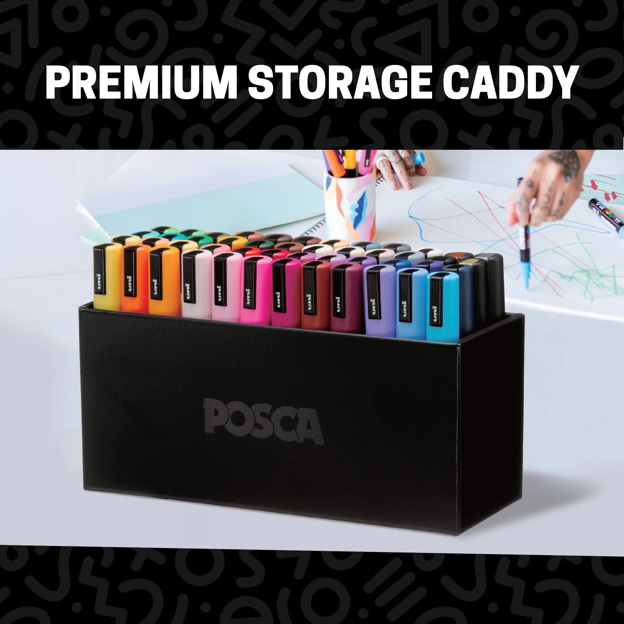 POSCA® PC-5M Water-Based Paint Markers, Medium Point (1.8-2.5 mm), Assorted Colors with Display Caddy