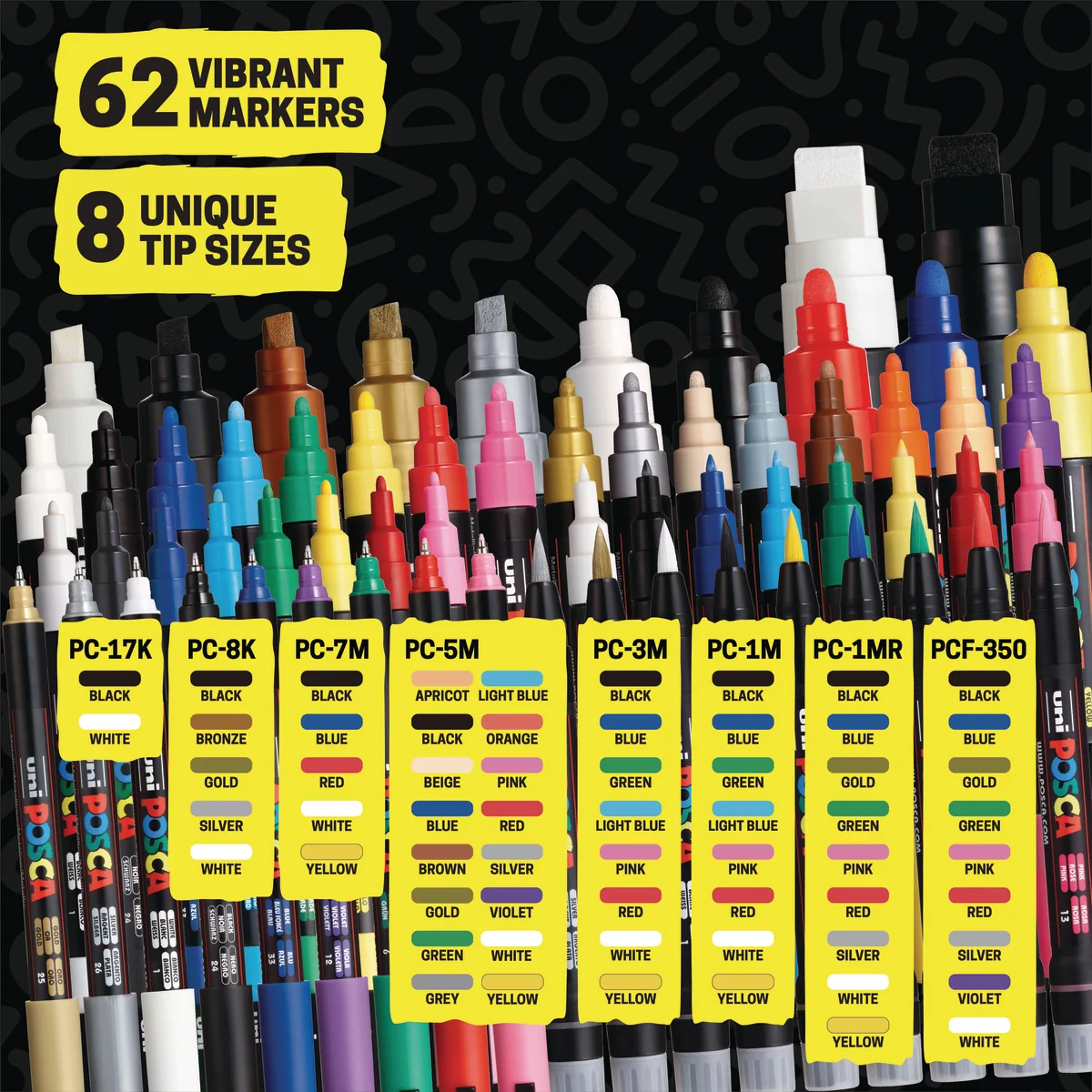 POSCA® 62 Count Paint Marker Artist Signature Kit, Featuring 8 Tip Sizes 9 POSCA® 62 Count Paint Marker Artist Signature Kit, Featuring 8 Tip Sizes