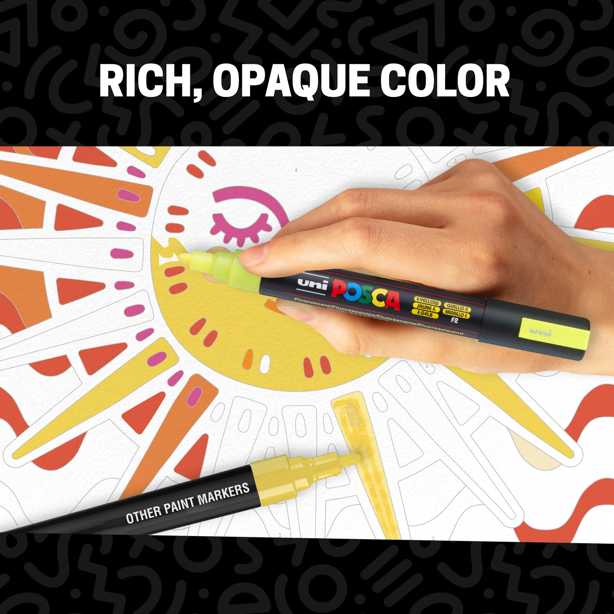 POSCA® PC-5M Water-Based Paint Markers, Medium Reversible Tip (1.8–2.5 mm), 4 Count Neon Colors