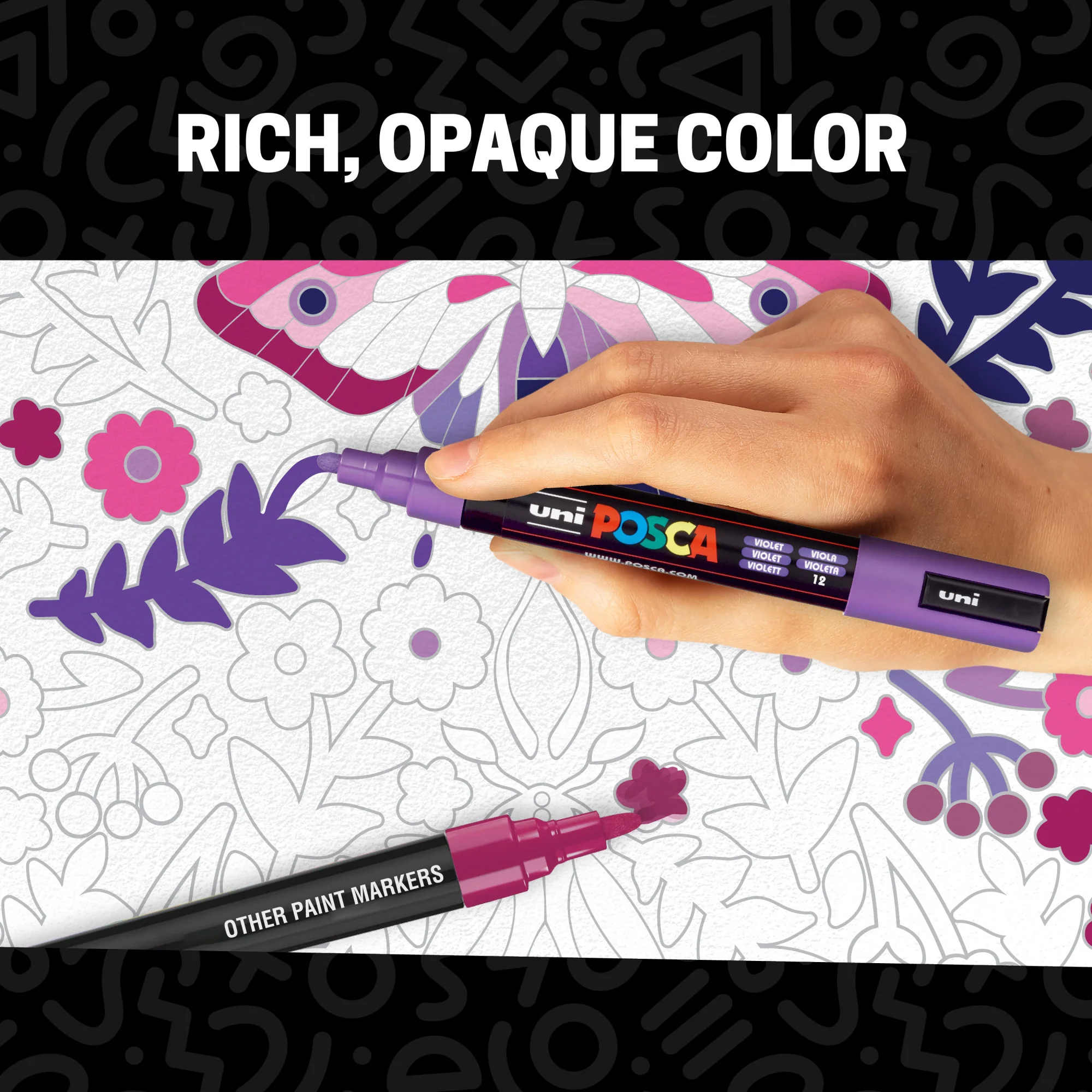 POSCA® PC-5M Water-Based Paint Markers, Medium Reversible Tip (1.8–2.5 mm), 8 Count Purple Shade Colors