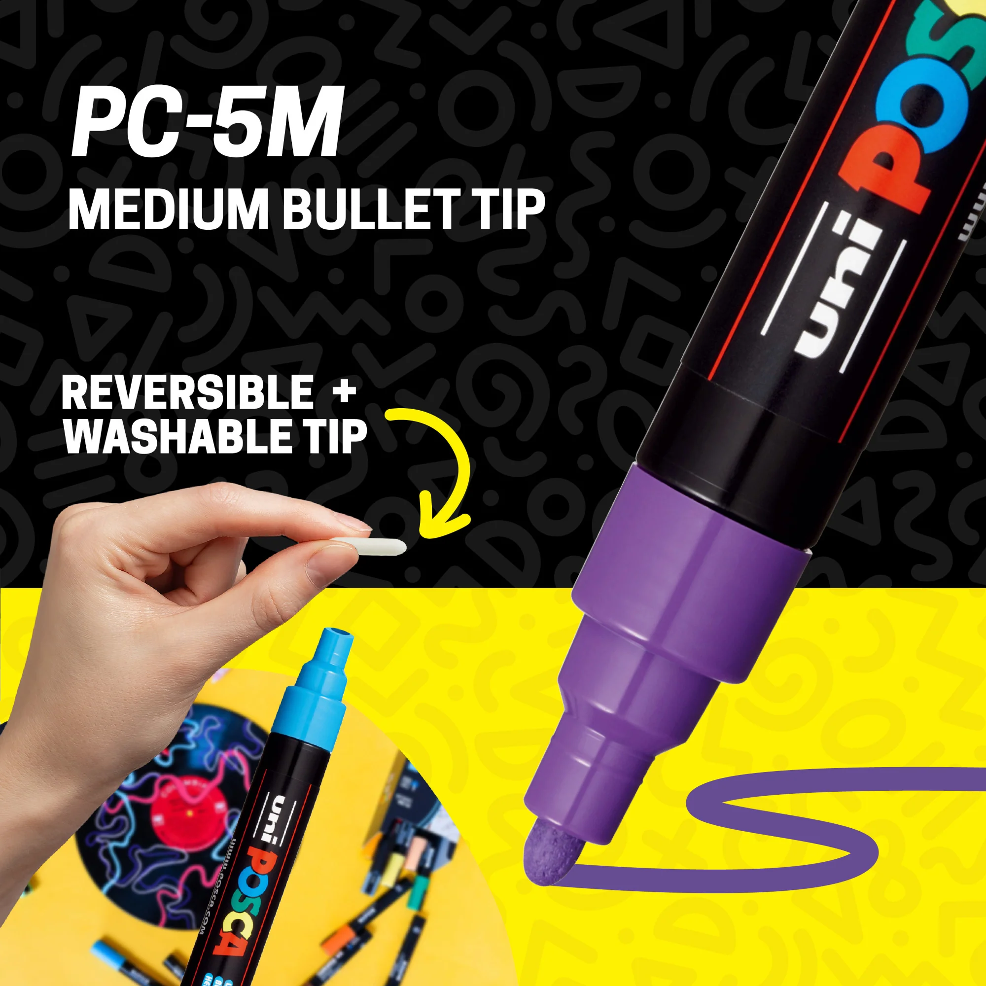 POSCA® PC-5M Water-Based Paint Markers, Medium Reversible Tip (1.8–2.5 mm), 8 Count Purple Shade Colors 4 POSCA® PC-5M Water-Based Paint Markers, Medium Reversible Tip (1.8–2.5 mm), 8 Count Purple Shade Colors
