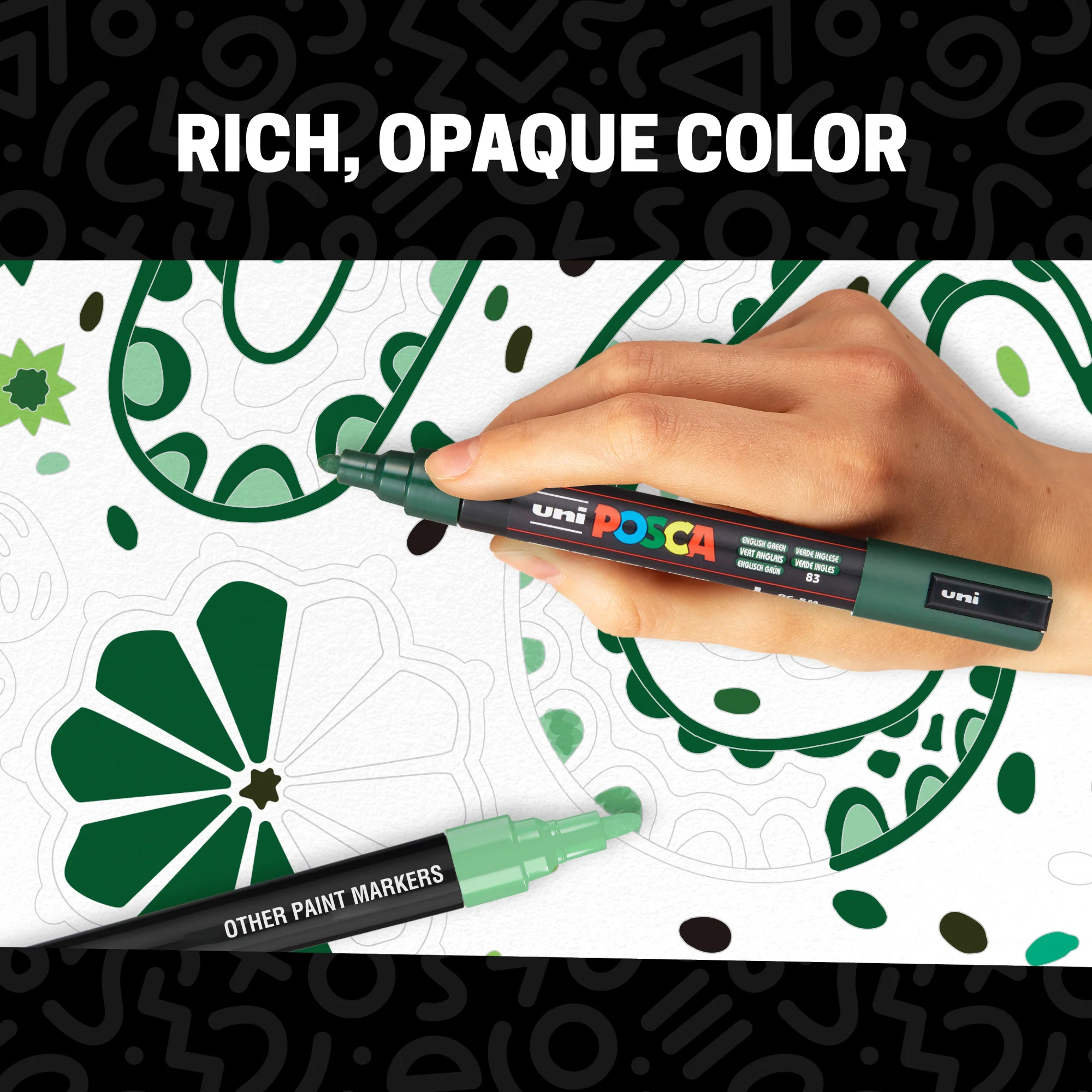 POSCA® PC-5M Water-Based Paint Markers, Medium Reversible Tip (1.8–2.5 mm), 8 Count Green Shade Colors