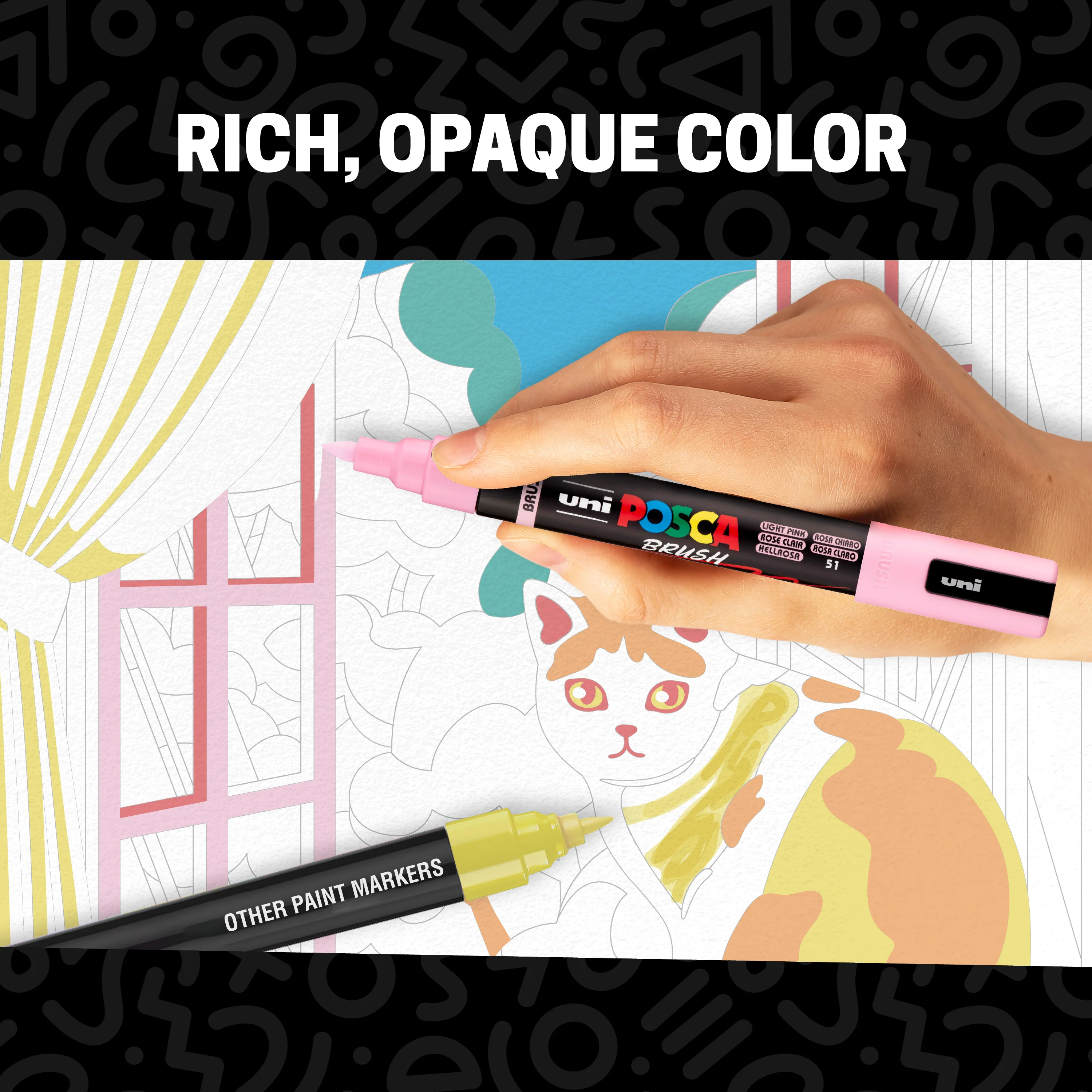 POSCA® PC-5BR Water-Based Paint Markers, Reversible Brush Tip (1.0–4.0 mm), 8 Count Assorted Tone Colors