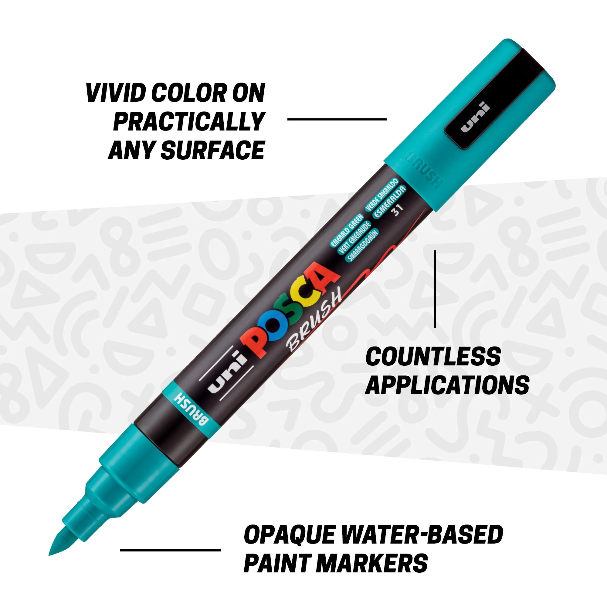 POSCA® PC-5BR Water-Based Paint Markers, Reversible Brush Tip (1.0–4.0 mm), 8 Count Assorted Tone Colors