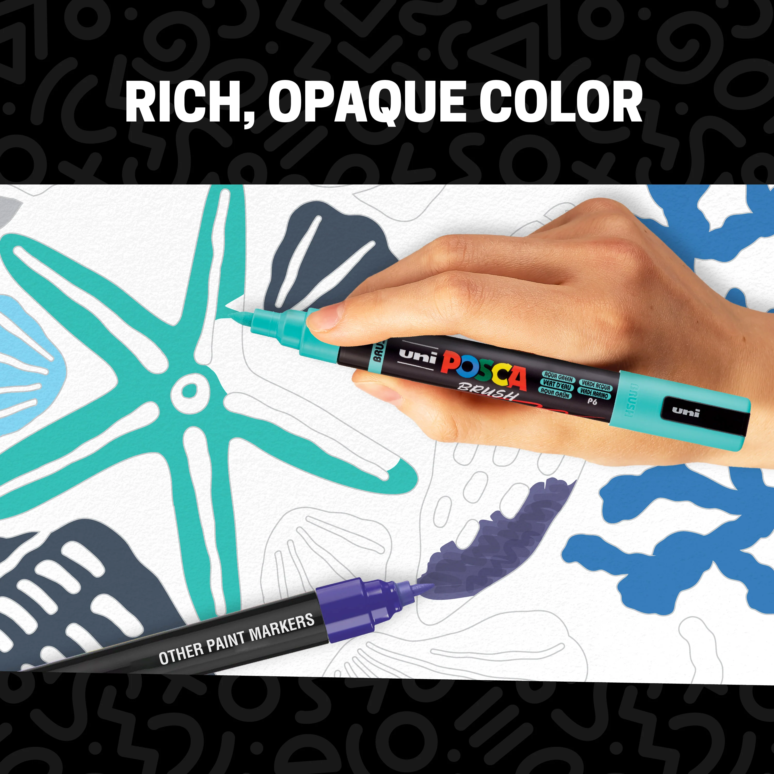 POSCA® PC-5BR Water-Based Paint Markers, Reversible Brush Tip (1.0–4.0 mm), 8 Count Assorted Tone Colors