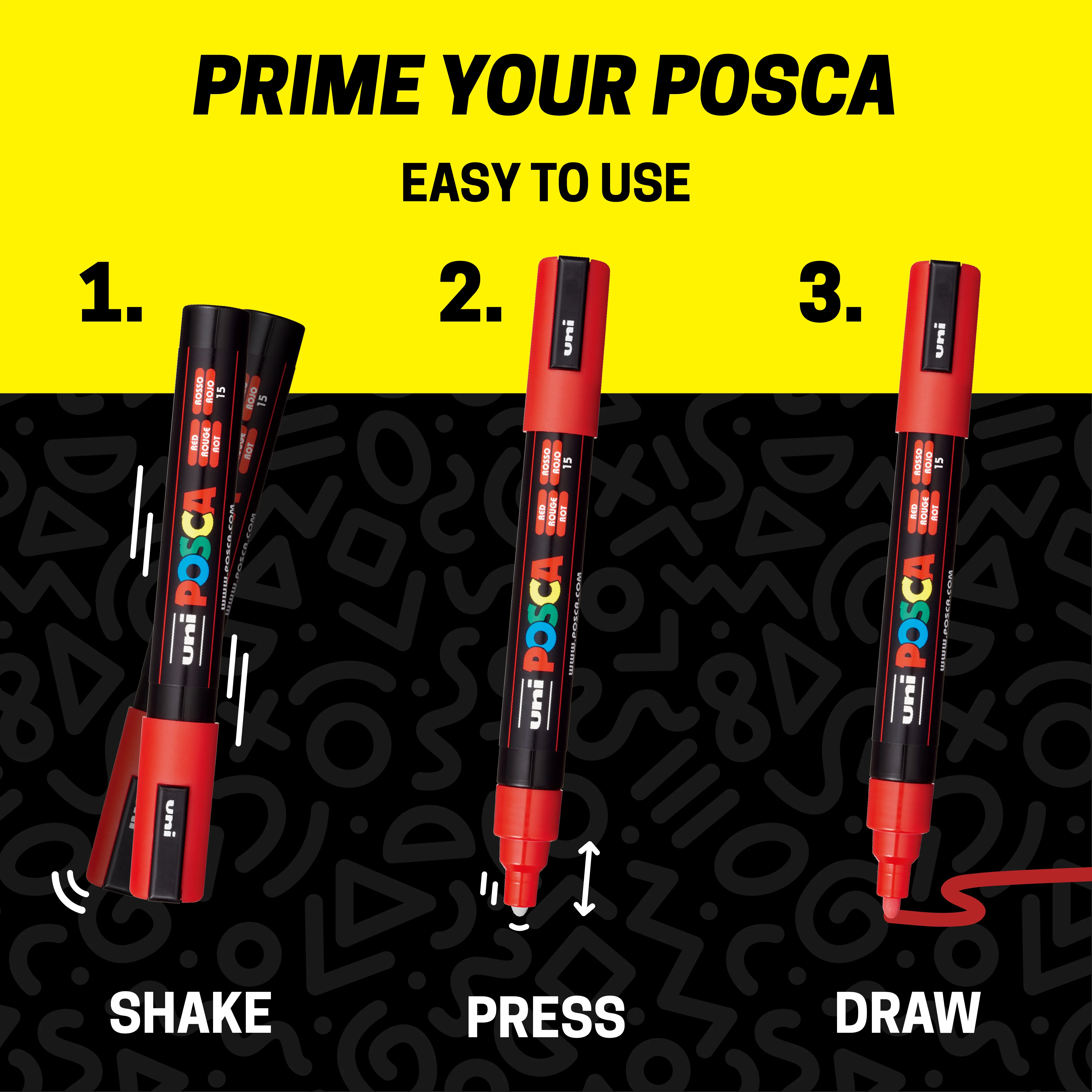 POSCA® PC-5BR Water-Based Paint Markers, Reversible Brush Tip (1.0–4.0 mm), 8 Count Assorted Tone Colors