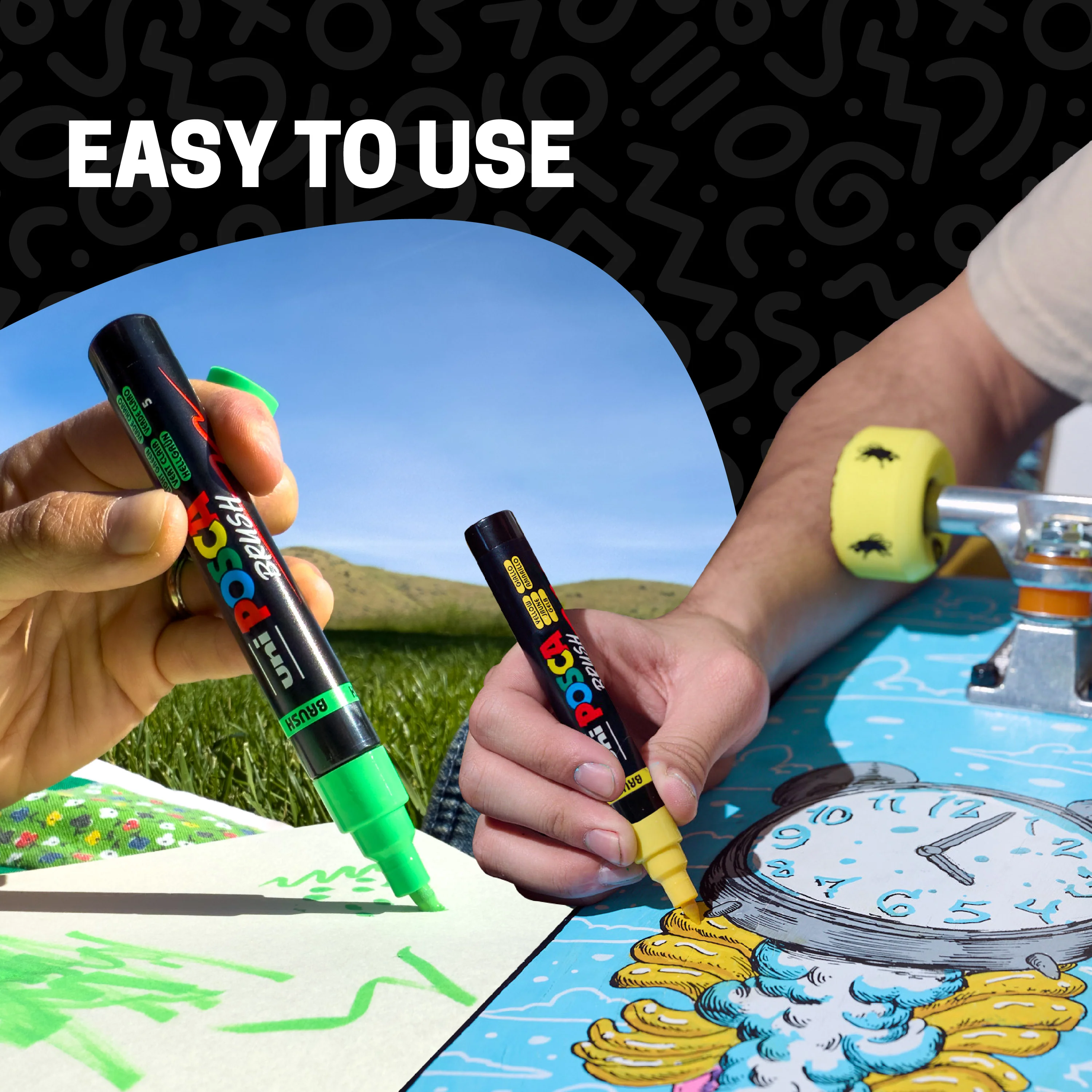 POSCA® PC-5BR Water-Based Paint Markers, Reversible Brush Tip (1.0–4.0 mm), 8 Count Assorted Tone Colors
