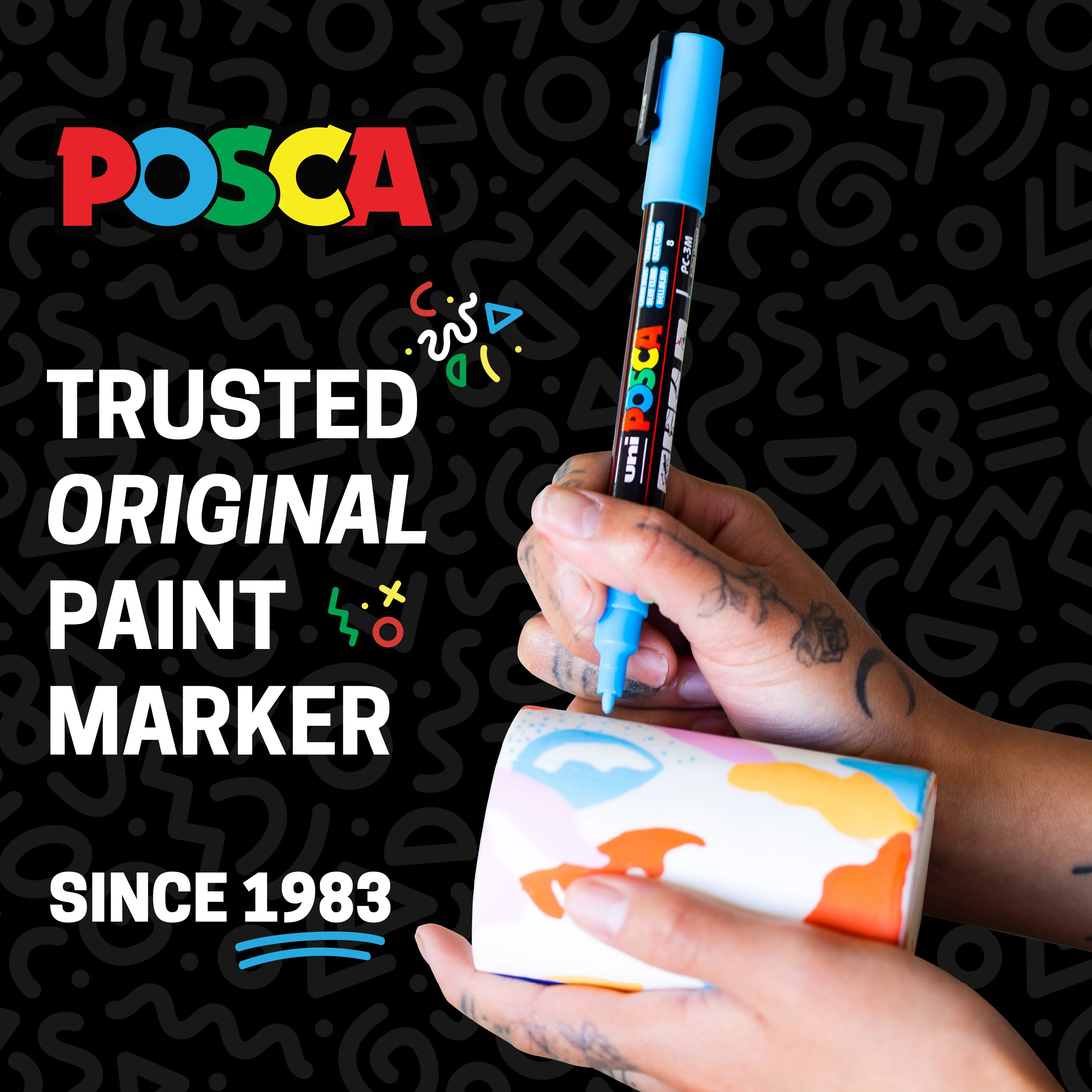 POSCA® PC-5BR Water-Based Paint Markers, Reversible Brush Tip (1.0–4.0 mm), 8 Count Assorted Tone Colors