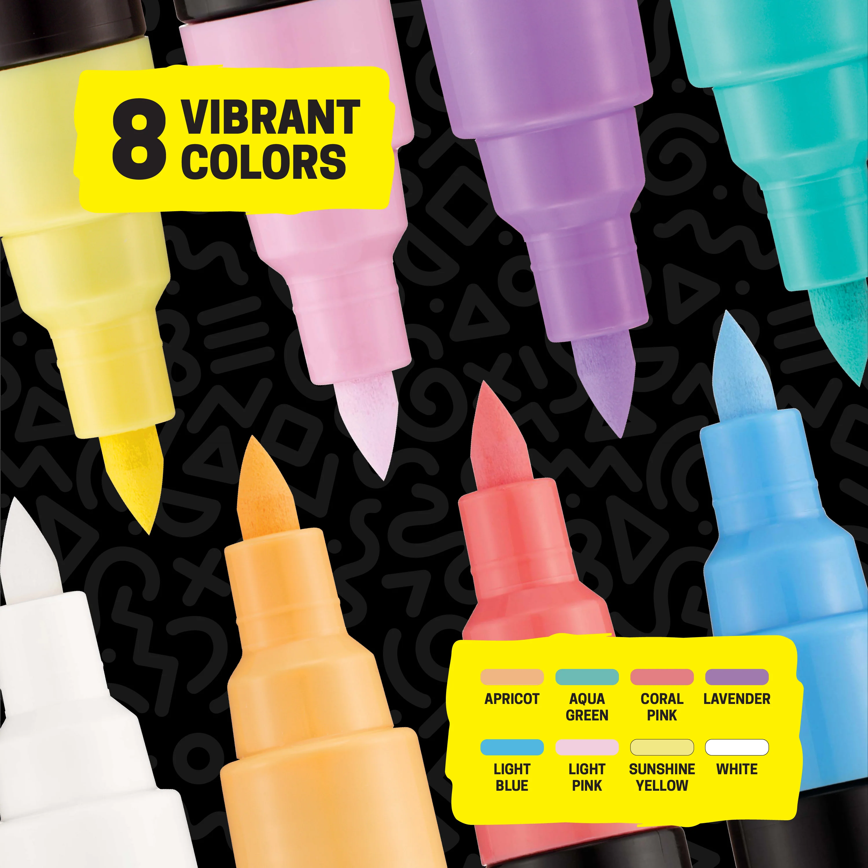 POSCA® PC-5BR Water-Based Paint Markers, Reversible Brush Tip (1.0–4.0 mm), 8 Count Assorted Tone Colors