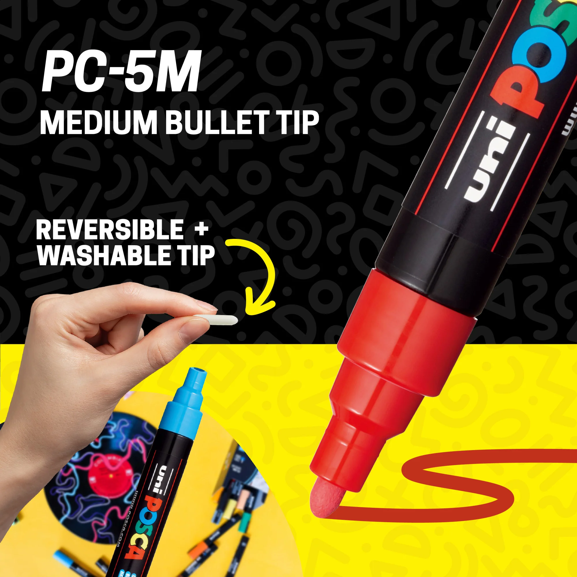 POSCA® PC-5M Water-Based Paint Markers, Medium Reversible Tip (1.8–2.5 mm), 16 Count Assorted Colors