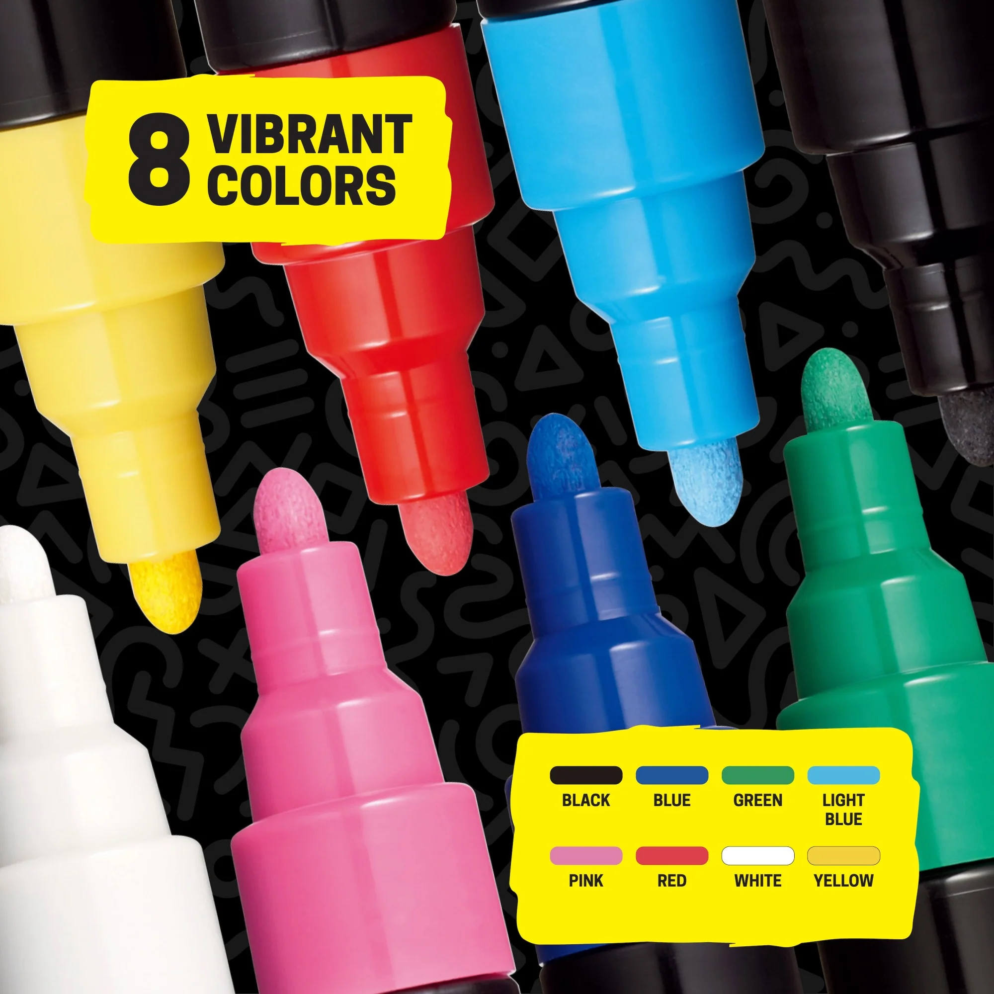 POSCA® PC-5M Water-Based Paint Markers, Medium Reversible Tip (1.8–2.5 mm), 8 Count Assorted Colors 7 POSCA® PC-5M Water-Based Paint Markers, Medium Reversible Tip (1.8–2.5 mm), 8 Count Assorted Colors