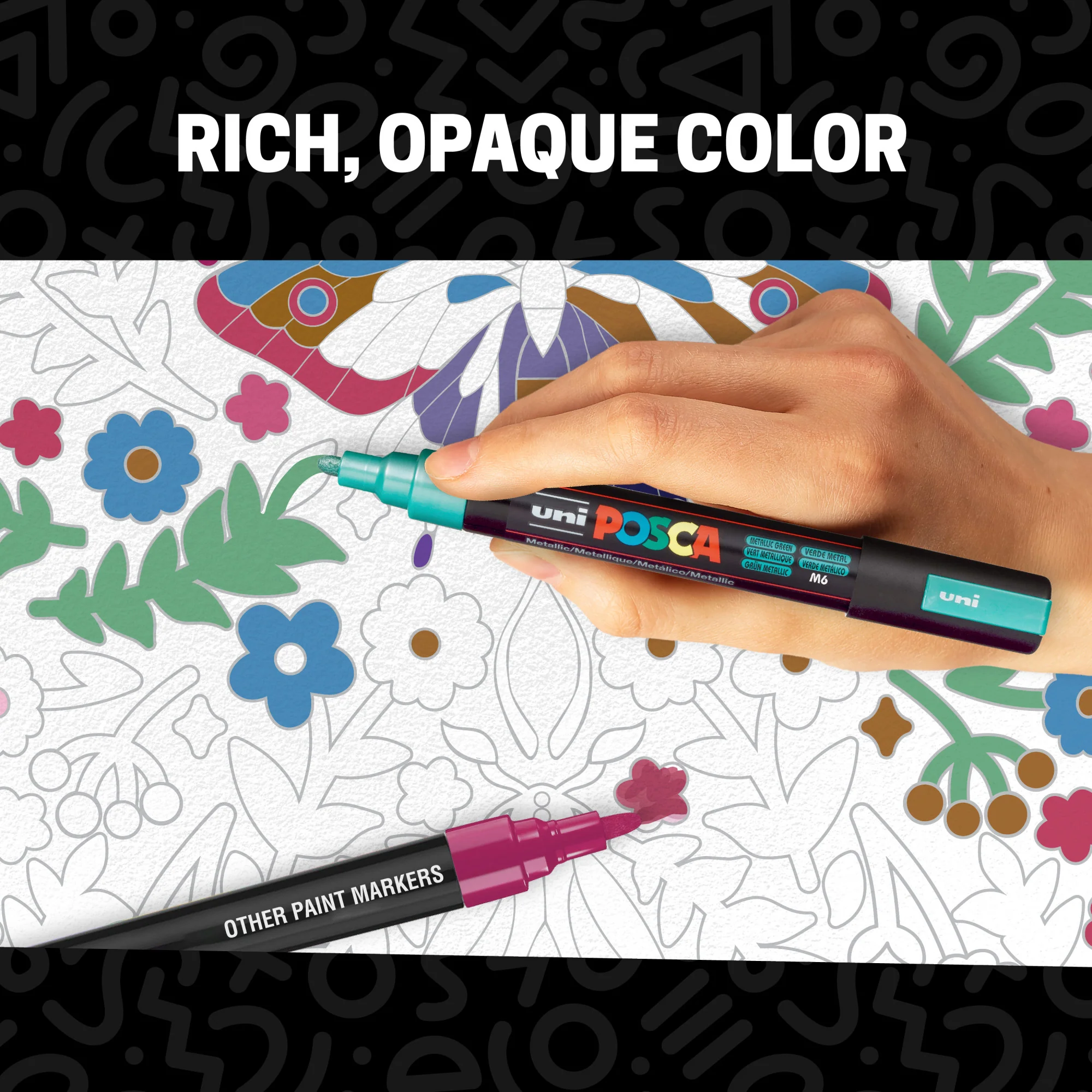 POSCA® PC-5M Water-Based Paint Markers, Medium Reversible Tip (1.8–2.5 mm), 8 Count Metallic Colors