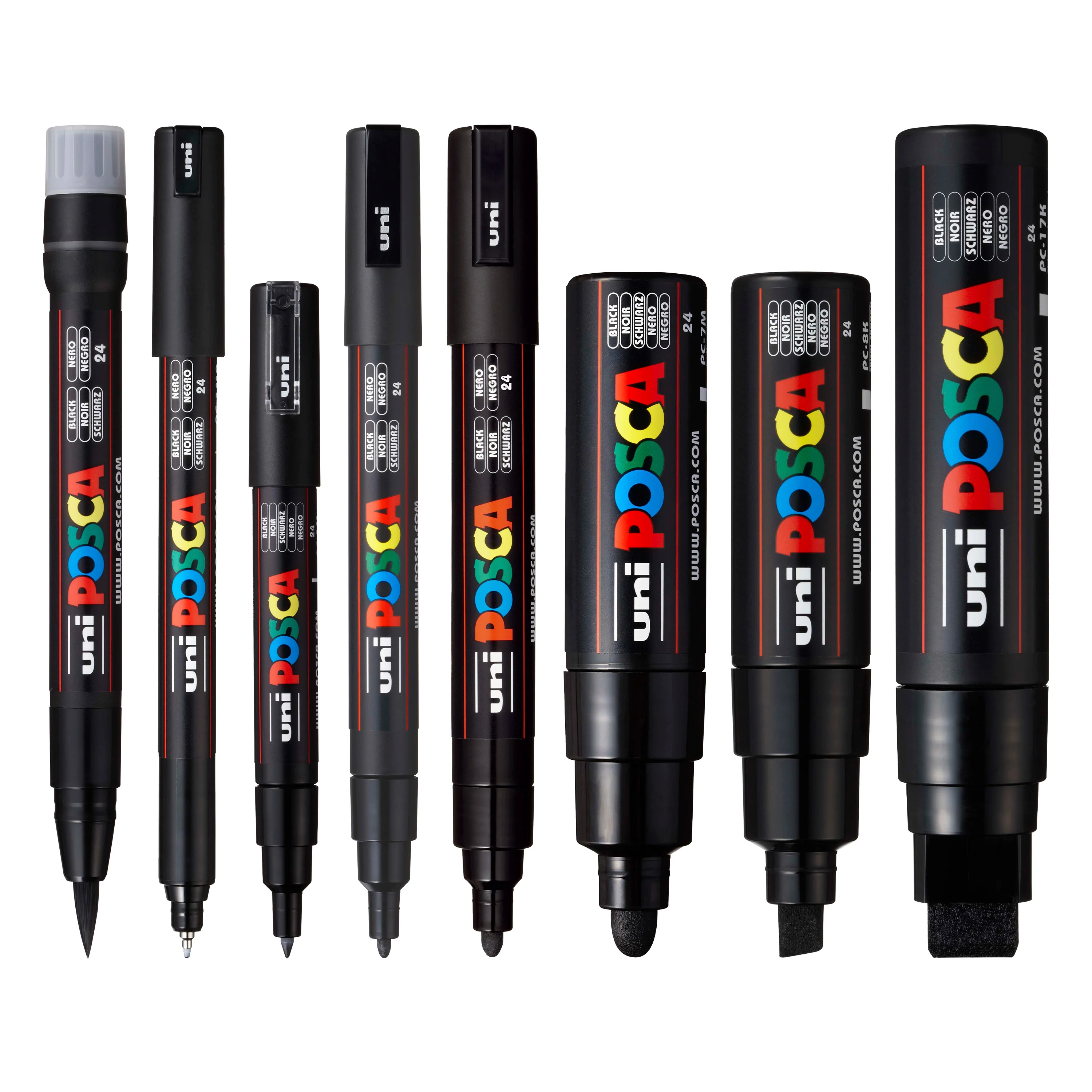 POSCA® PC-MIX Water-Based Paint Markers, Assorted Black Tips, 8 Count
