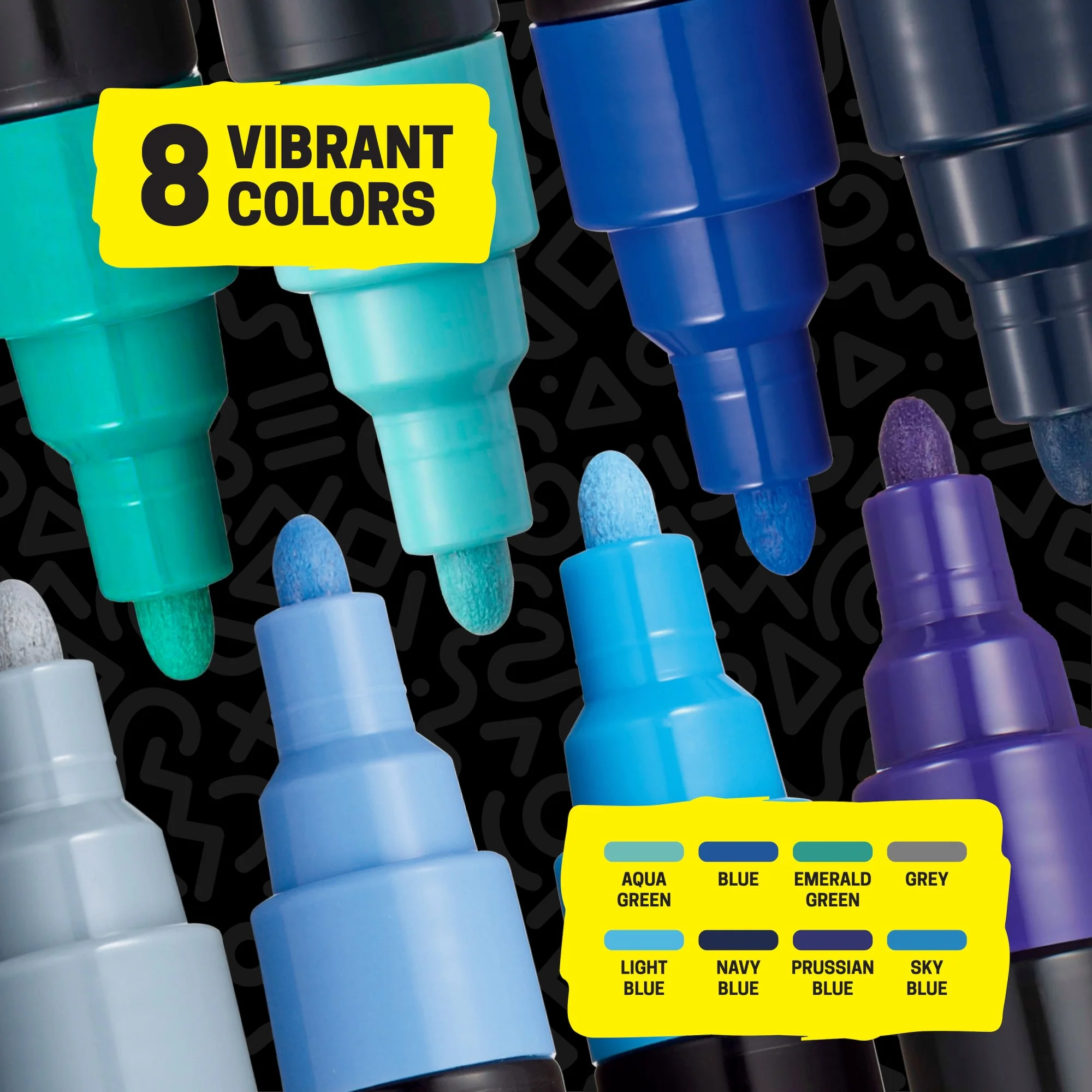 POSCA® PC-5M Water-Based Paint Markers, Medium Reversible Tip (1.8–2.5 mm), 8 Count Cool Tone Colors 7 POSCA® PC-5M Water-Based Paint Markers, Medium Reversible Tip (1.8–2.5 mm), 8 Count Cool Tone Colors