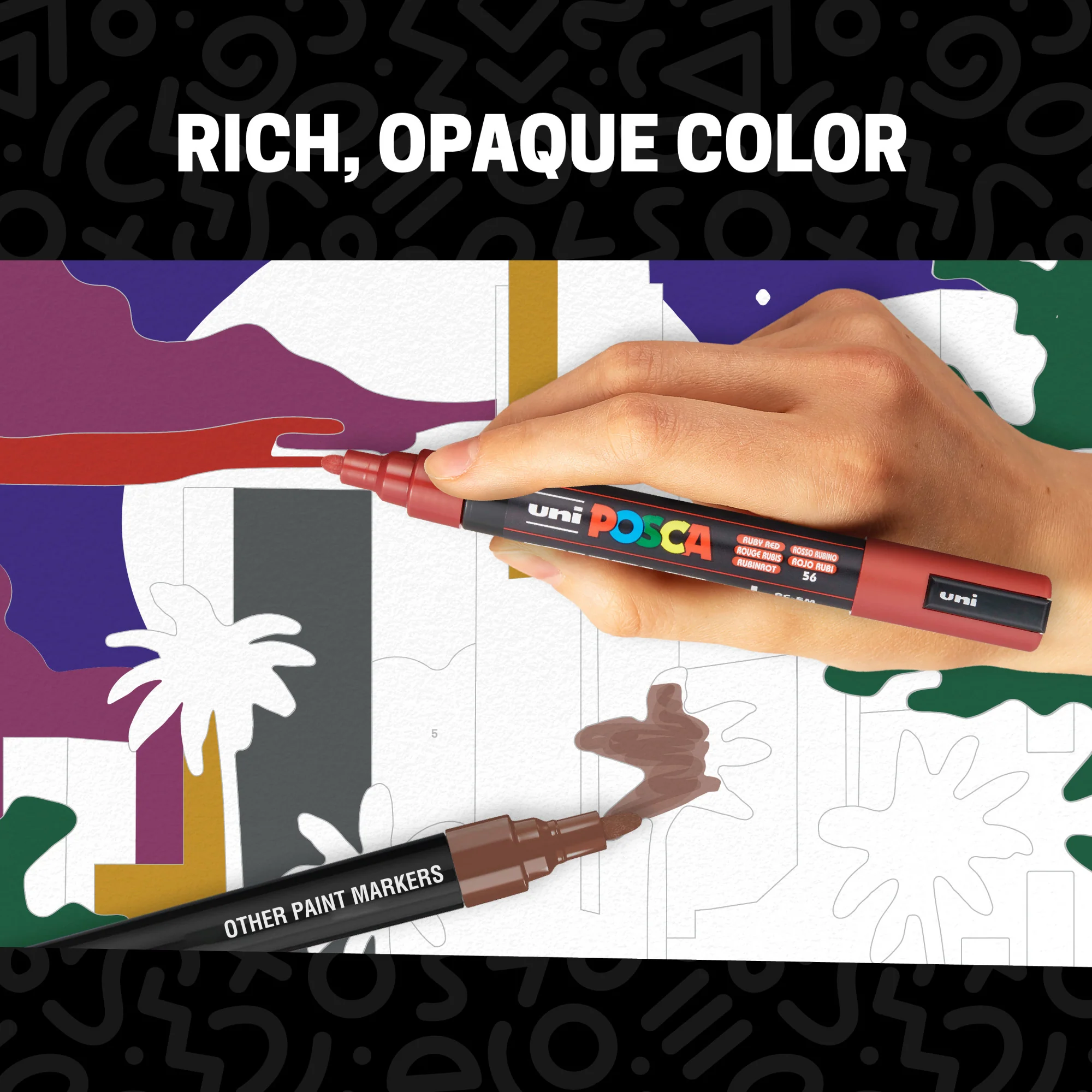 POSCA® PC-5M Water-Based Paint Markers, Medium Reversible Tip (1.8–2.5 mm), 8 Count Dark Tone Colors