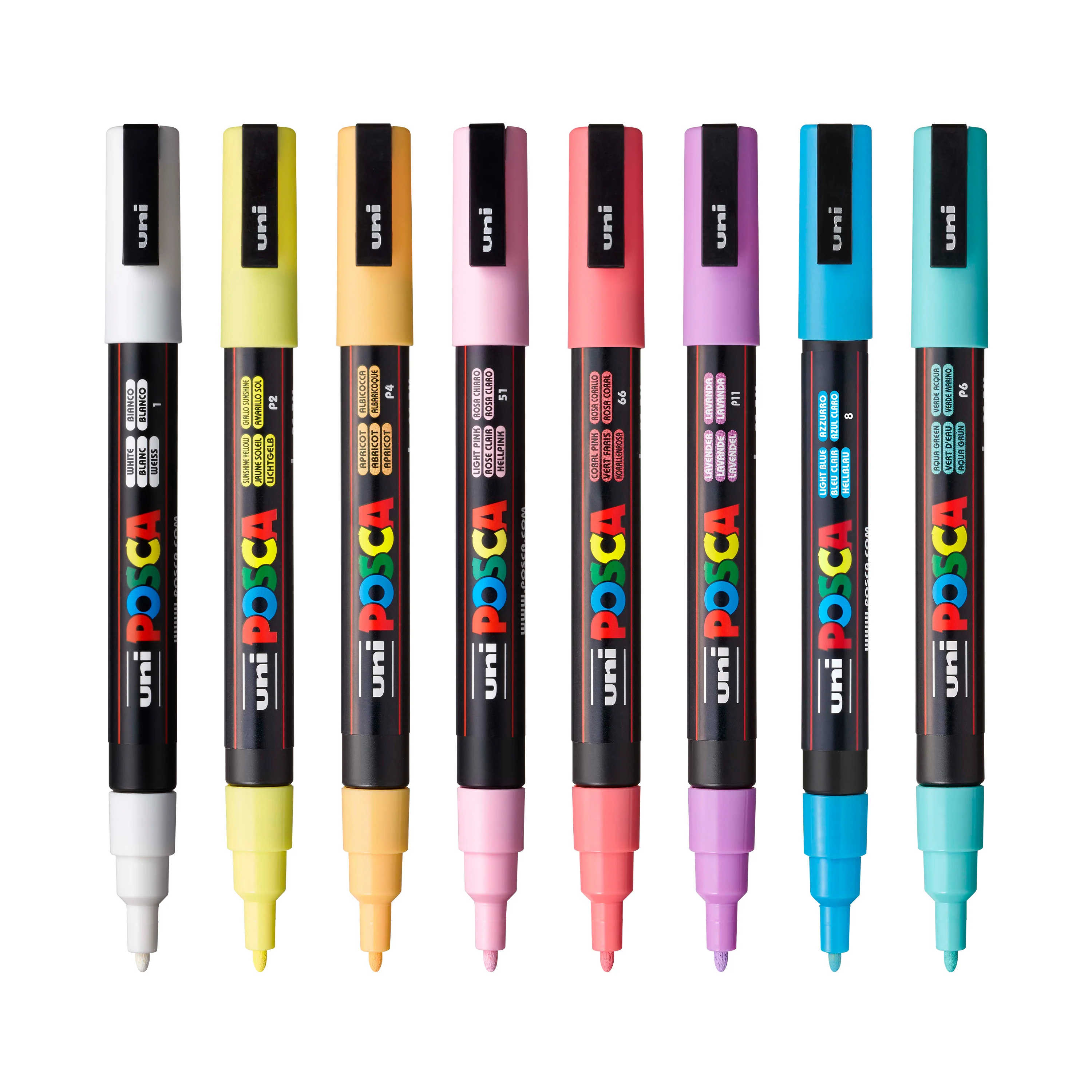 POSCA® PC-3M Water-Based Paint Markers, Fine Reversible Tip (0.9–1.3 mm), 8 Count Soft Colors