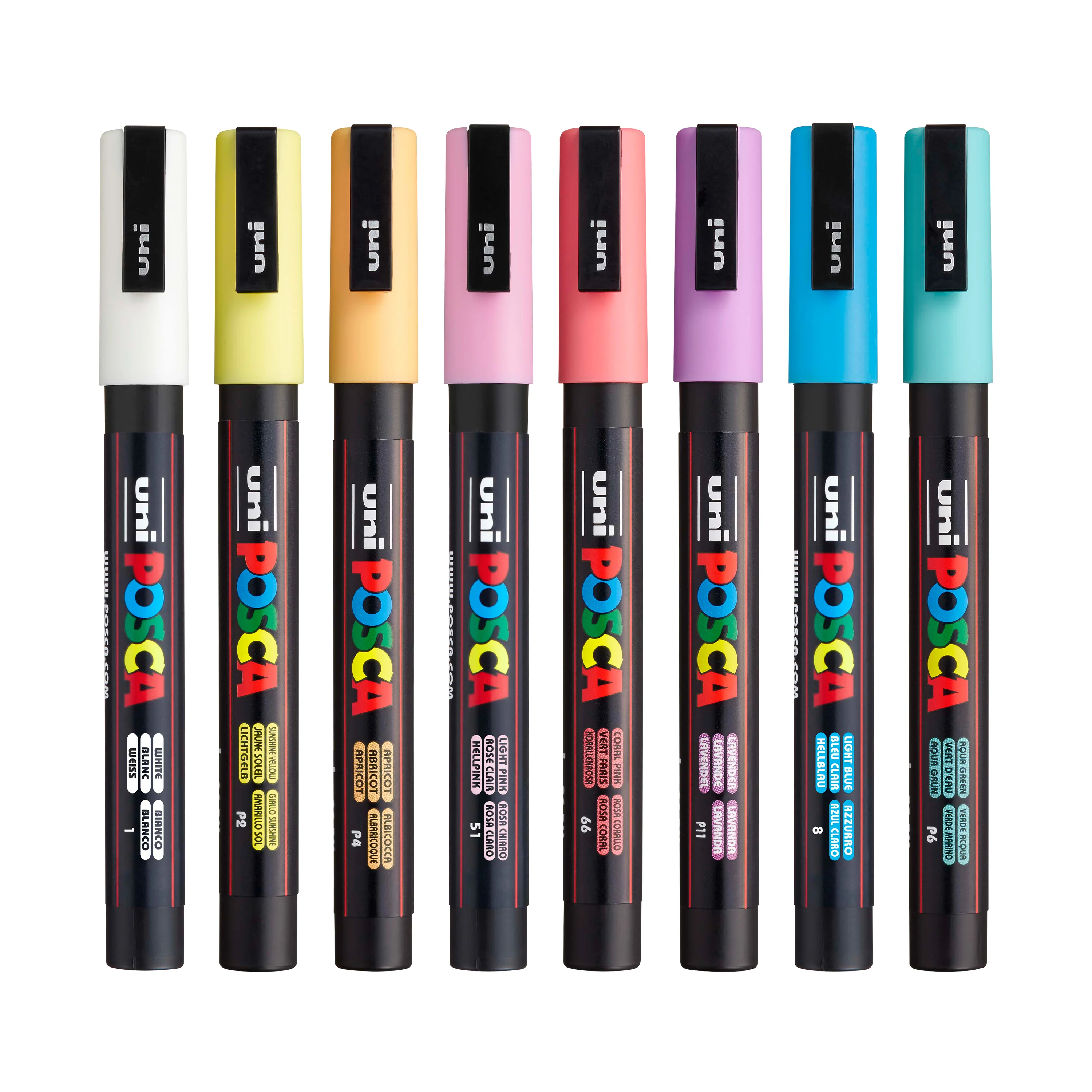 POSCA® PC-3M Water-Based Paint Markers, Fine Reversible Tip (0.9–1.3 mm), 8 Count Soft Colors