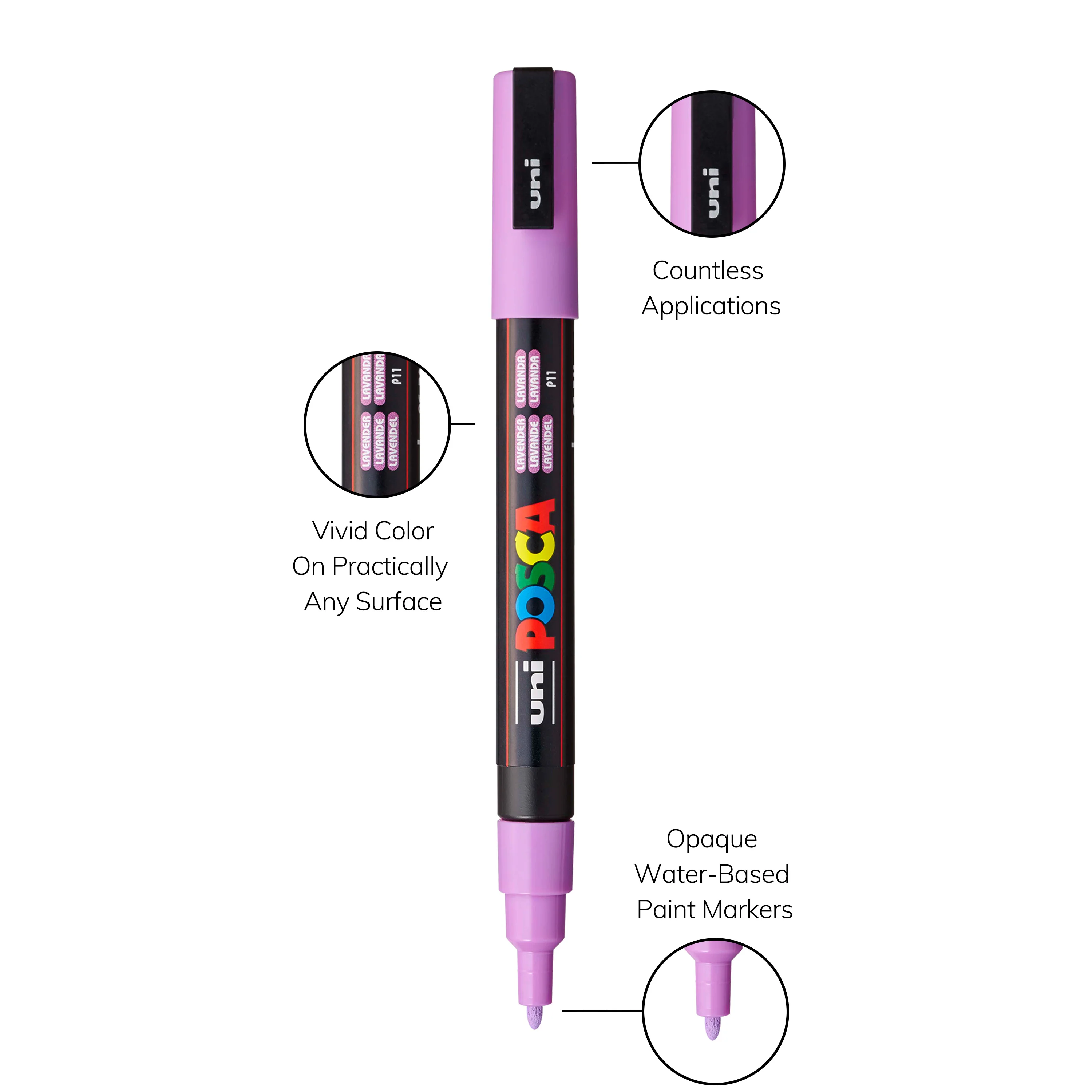 POSCA® PC-3M Water-Based Paint Markers, Fine Reversible Tip (0.9–1.3 mm), 8 Count Soft Colors