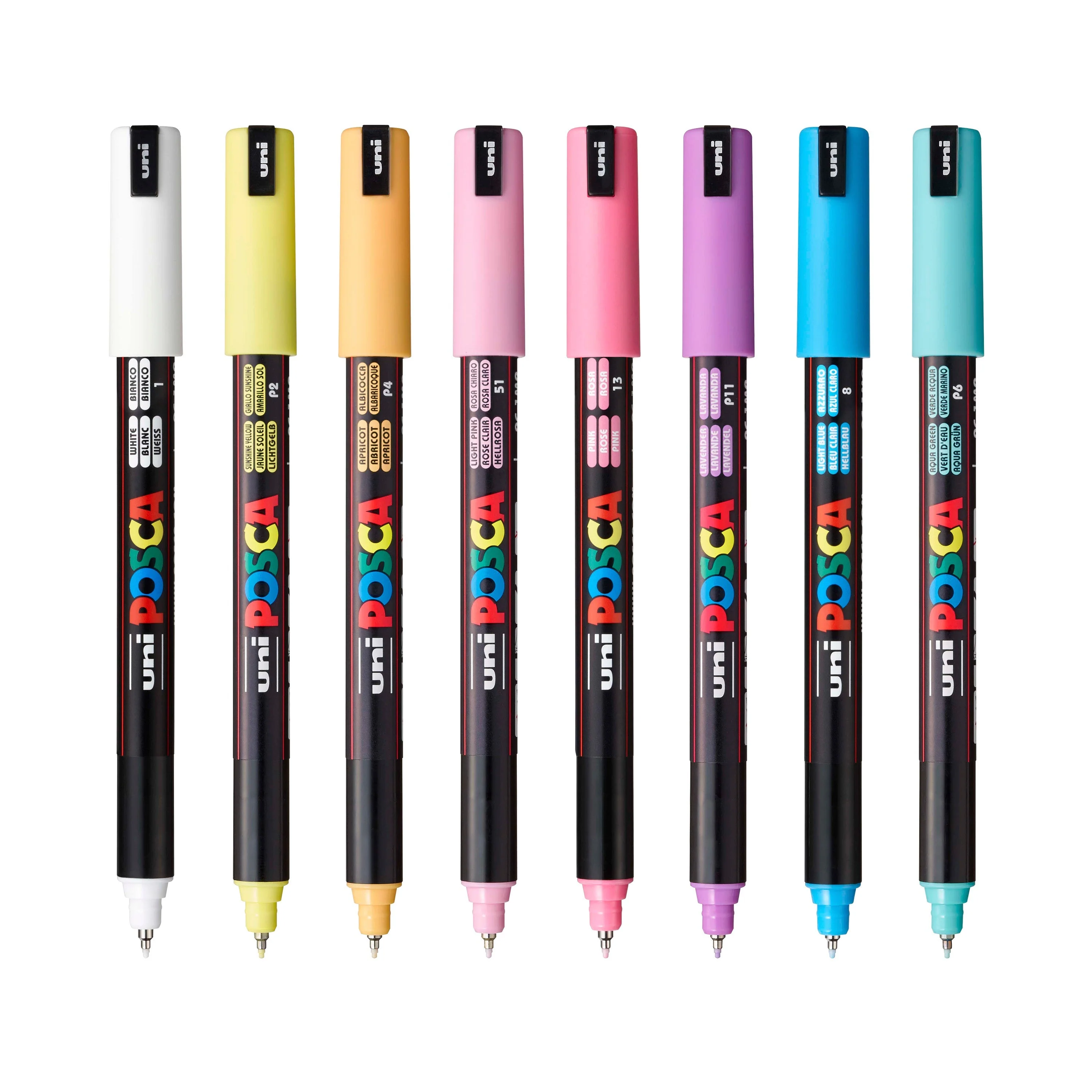POSCA® PC-1MR Water-Based Paint Markers, Extra Fine Tip (0.7 mm), 8 Count Soft Colors