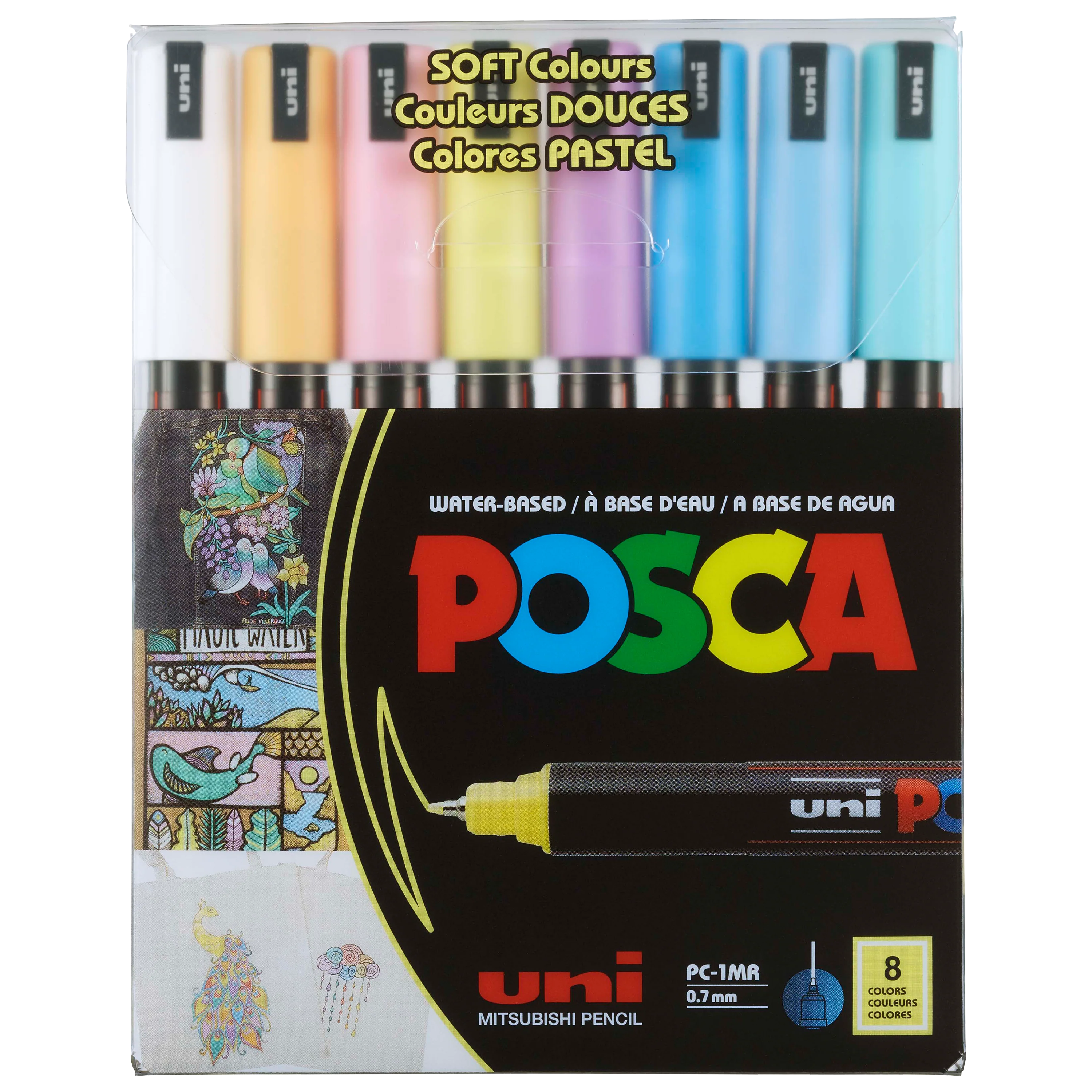 POSCA® PC-1MR Water-Based Paint Markers, Extra Fine Tip (0.7 mm), 8 Count Soft Colors