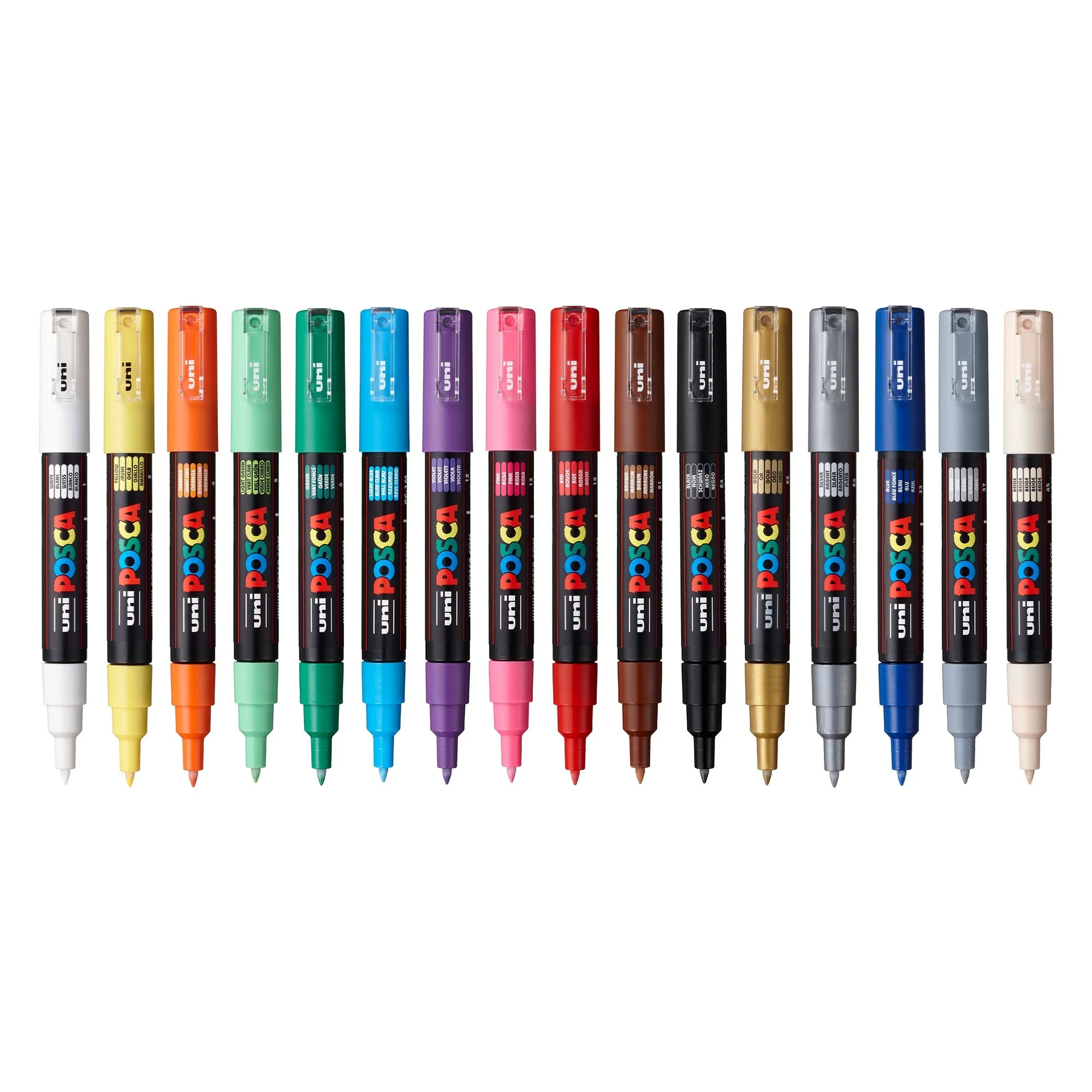 POSCA® PC-1M Water-Based Paint Markers, Extra Fine Tip (0.7 mm), 16 Count Assorted Colors