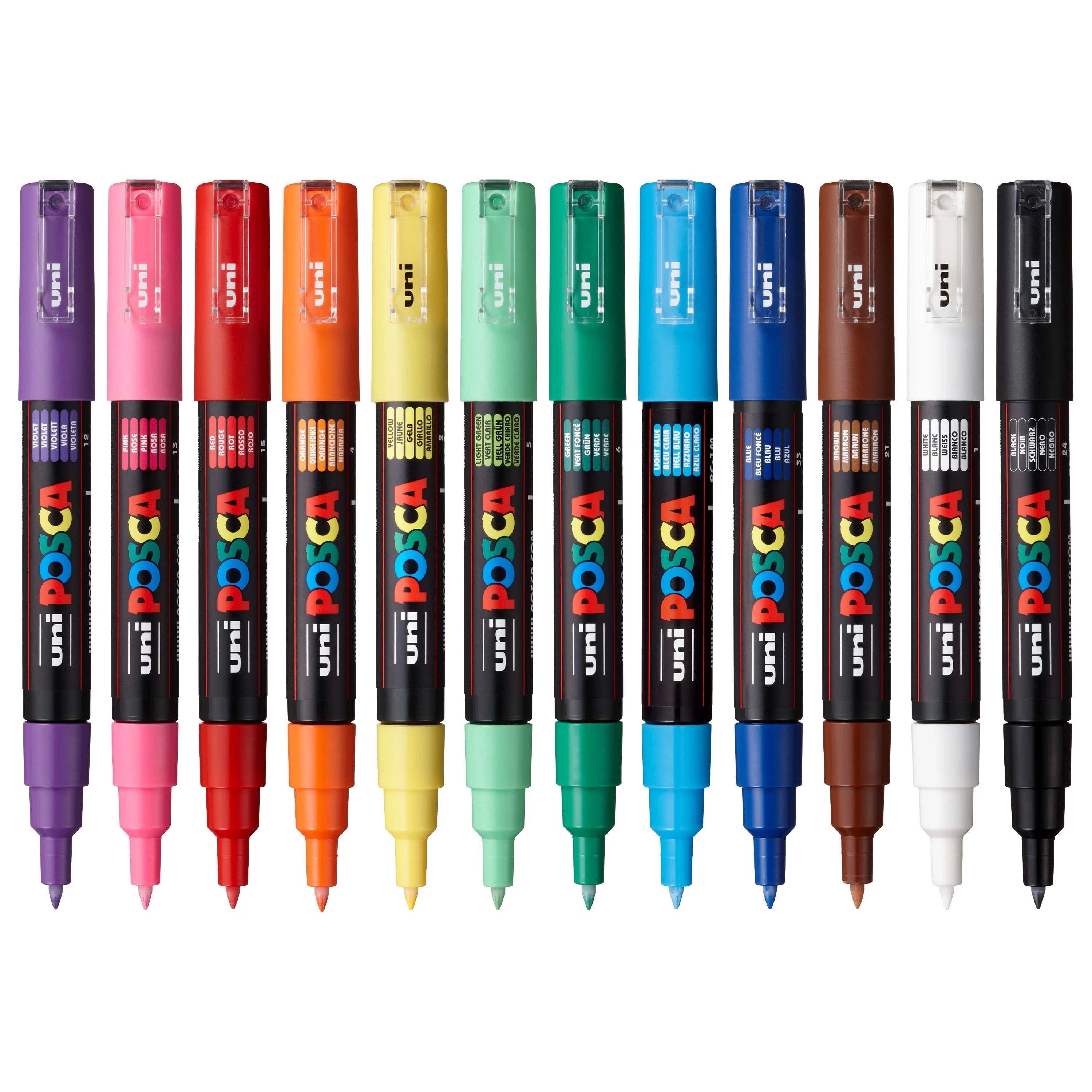 POSCA® PC-1M Water-Based Paint Markers, Extra Fine Tip (0.7 mm), 12 Count Assorted Colors
