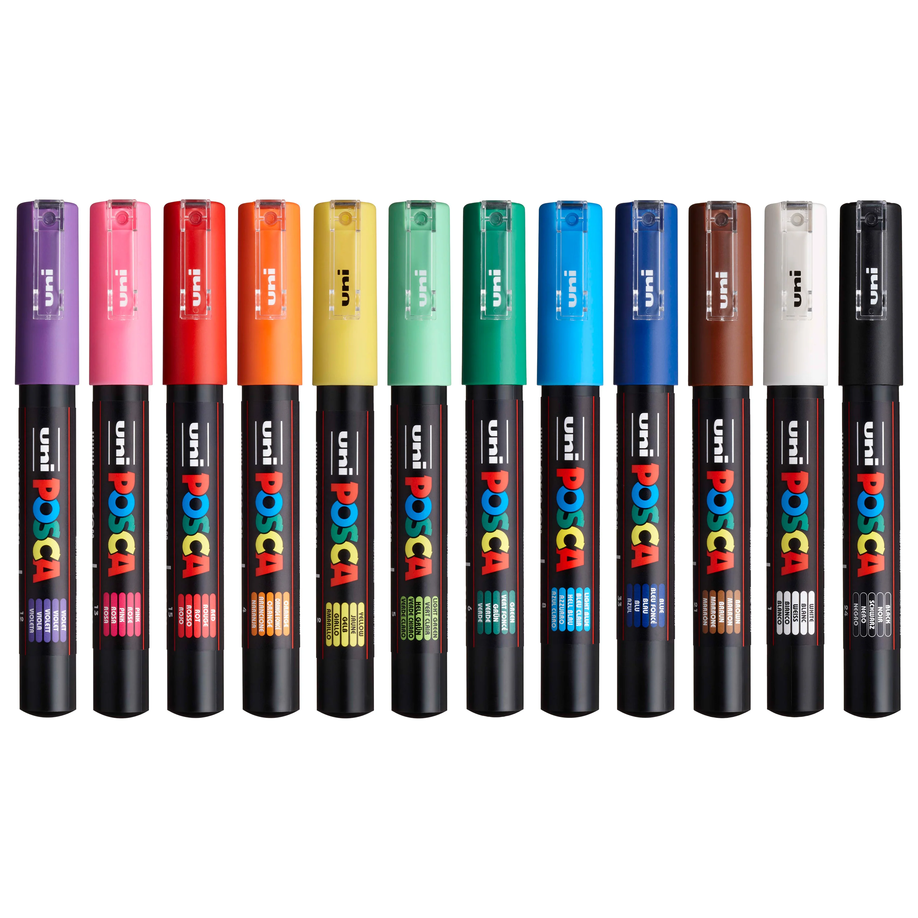 POSCA® PC-1M Water-Based Paint Markers, Extra Fine Tip (0.7 mm), 12 Count Assorted Colors