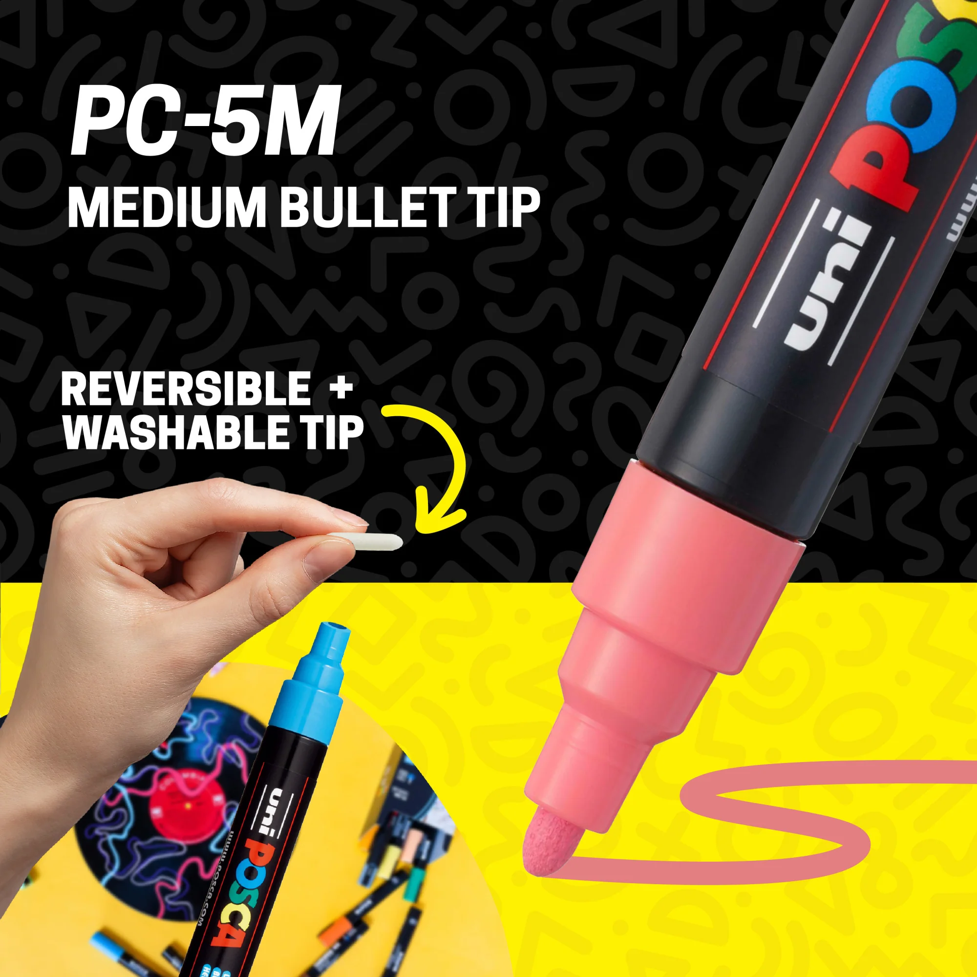 POSCA® PC-5M Water-Based Paint Markers, Medium Reversible Tip (1.8–2.5 mm), 8 Count Portrait Colors 4 POSCA® PC-5M Water-Based Paint Markers, Medium Reversible Tip (1.8–2.5 mm), 8 Count Portrait Colors