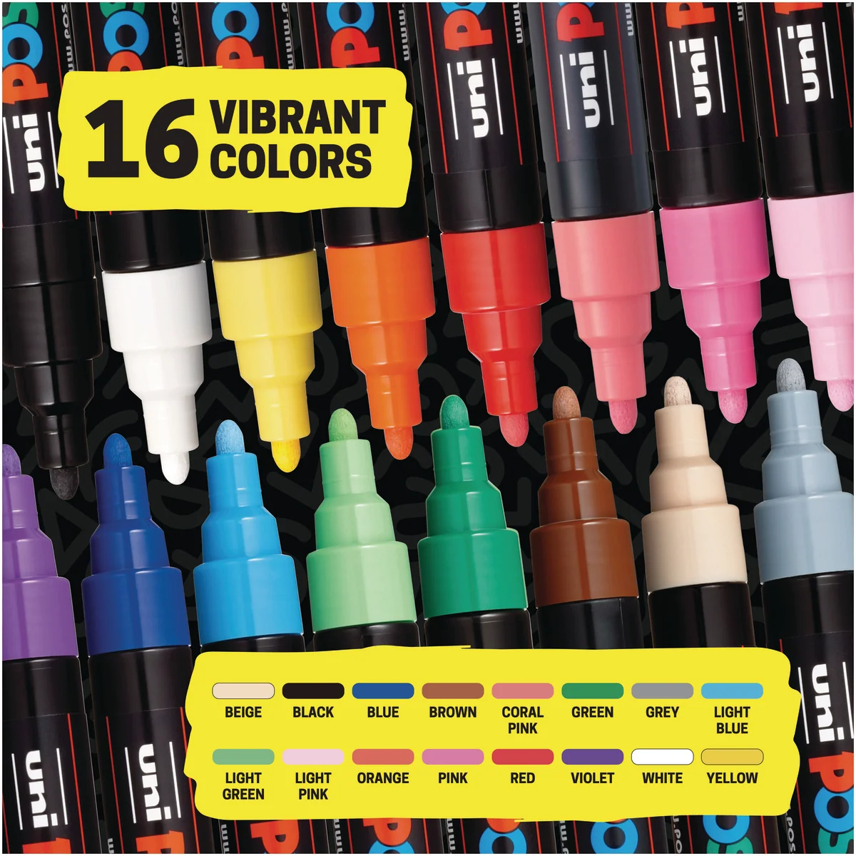 POSCA® 16 Count Paint Marker Kit, Featuring 5M Medium Tips 8 POSCA® 16 Count Paint Marker Kit, Featuring 5M Medium Tips