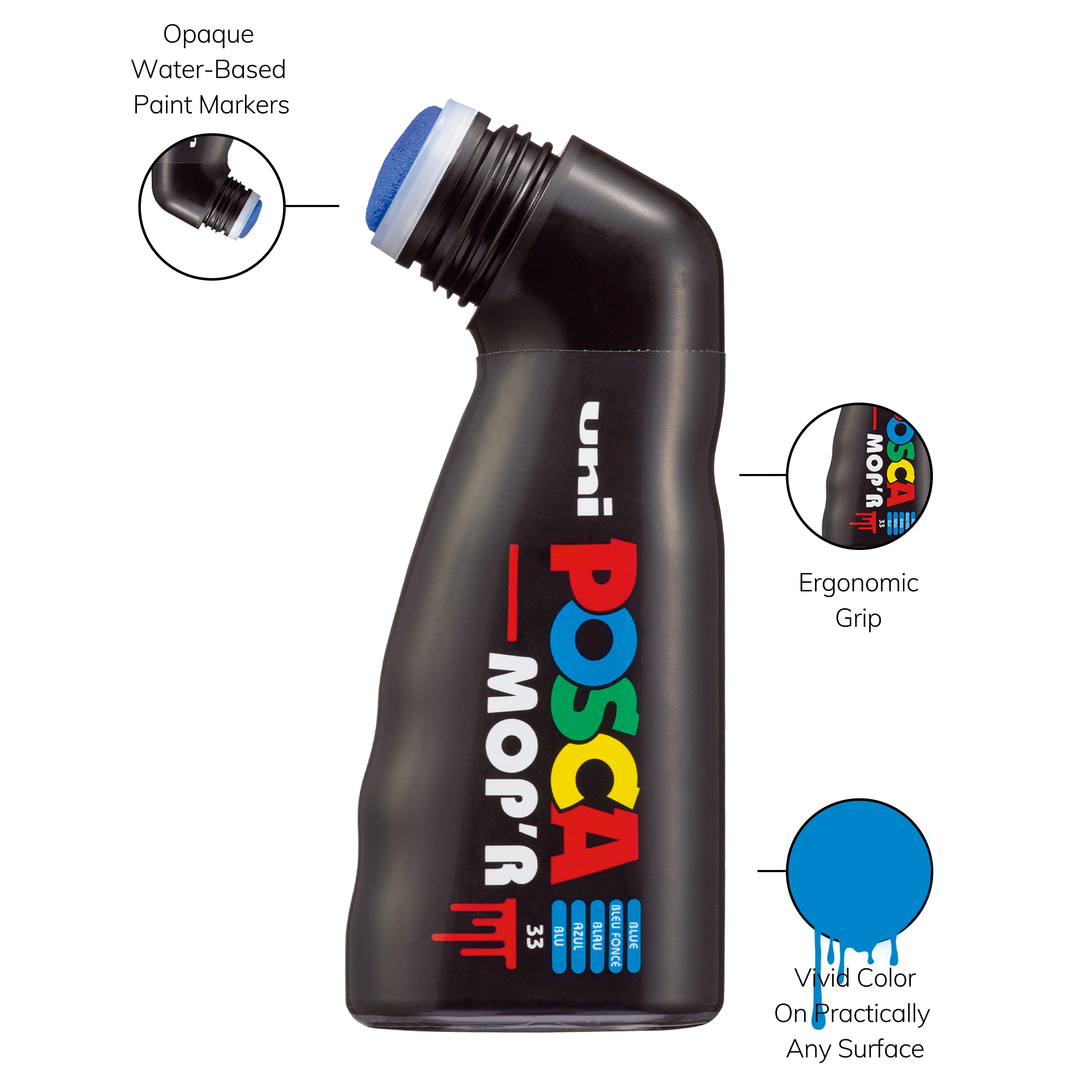 POSCA® MOP'R PCM-22 Water-Based Paint Markers, Round Tip (3.0-19.0 mm), 1 Count 5 POSCA® MOP'R PCM-22 Water-Based Paint Markers, Round Tip (3.0-19.0 mm), 1 Count