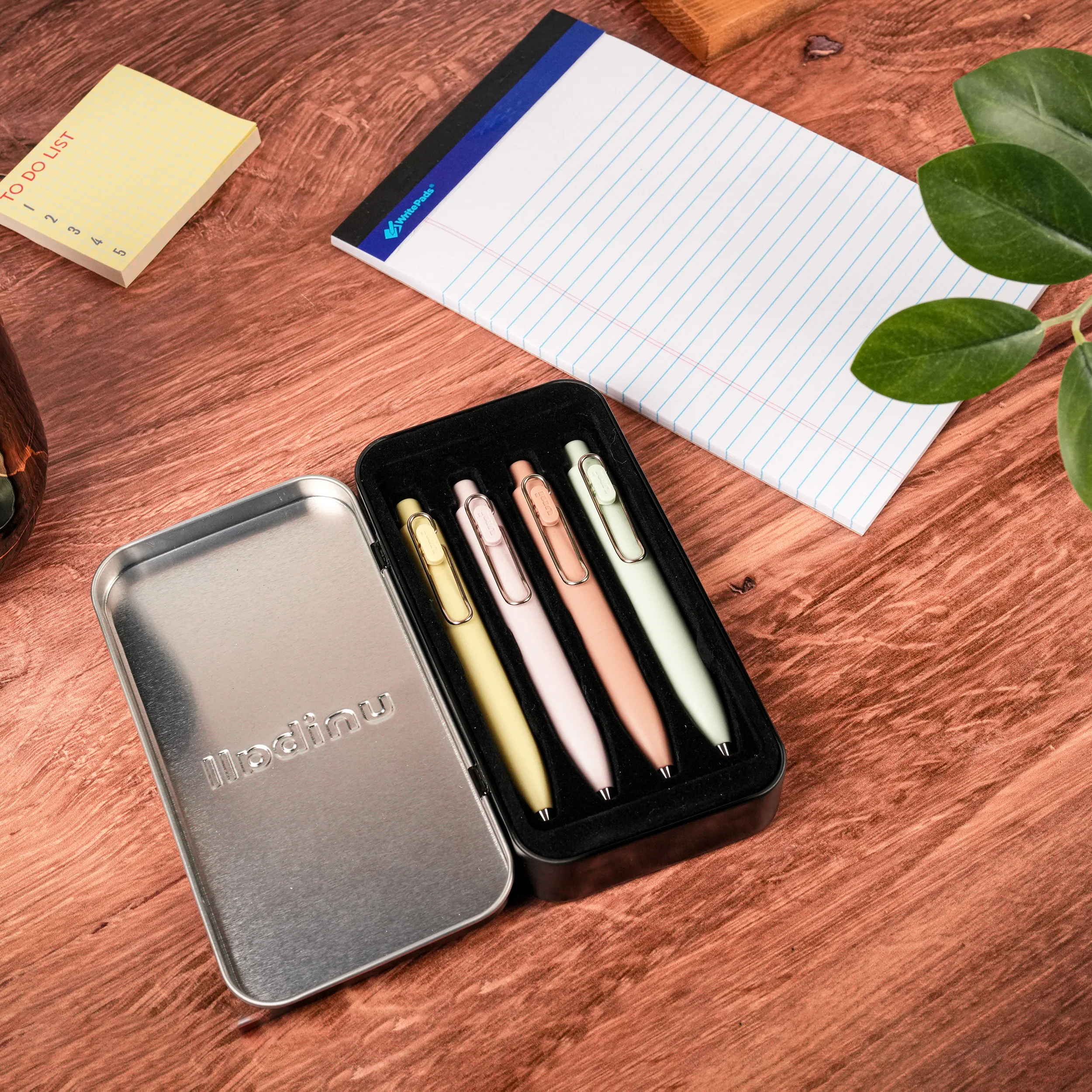 uniball™ One P Retractable Gel Pens, Banana, Peach, Mint and Coffee Colors with Exclusive Tin 7 uniball™ One P Retractable Gel Pens, Banana, Peach, Mint and Coffee Colors with Exclusive Tin