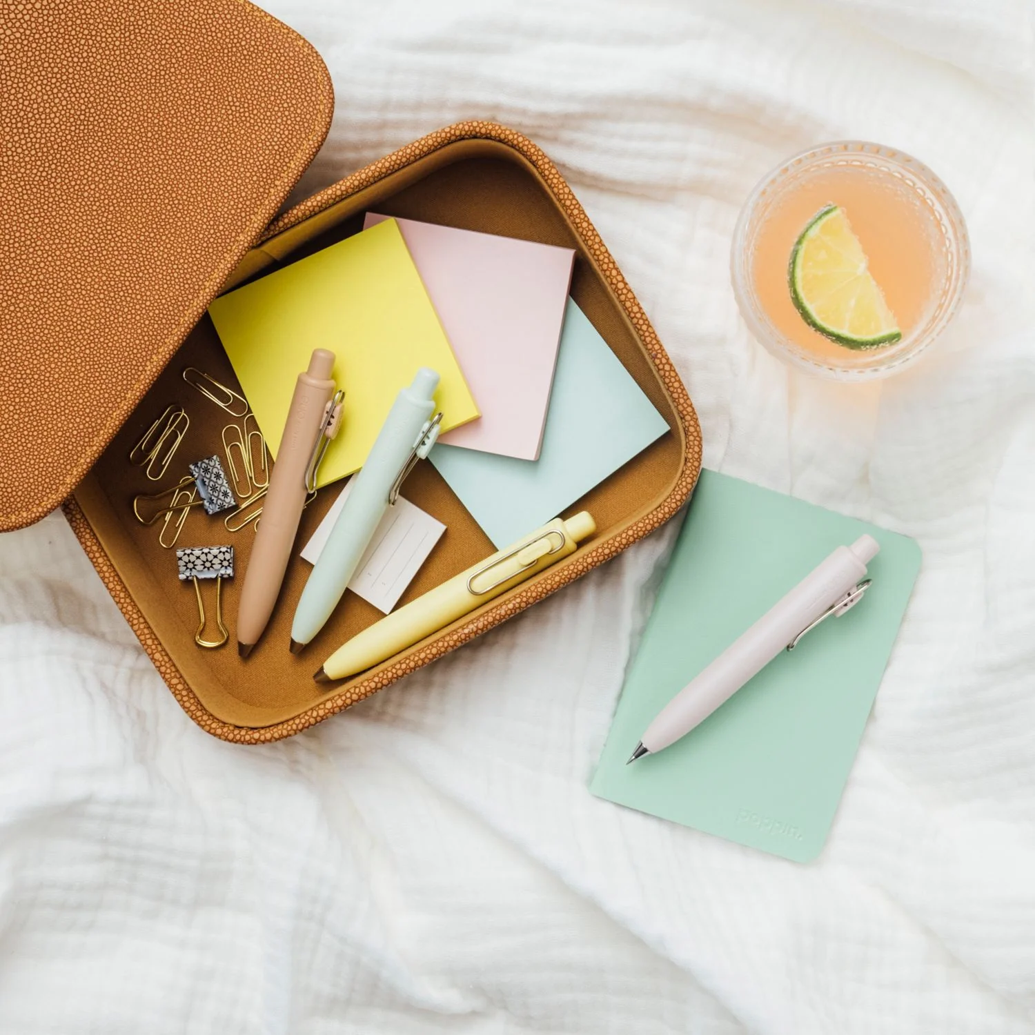 uniball™ One P Retractable Gel Pens, Banana, Peach, Mint and Coffee Colors with Exclusive Tin 8 uniball™ One P Retractable Gel Pens, Banana, Peach, Mint and Coffee Colors with Exclusive Tin