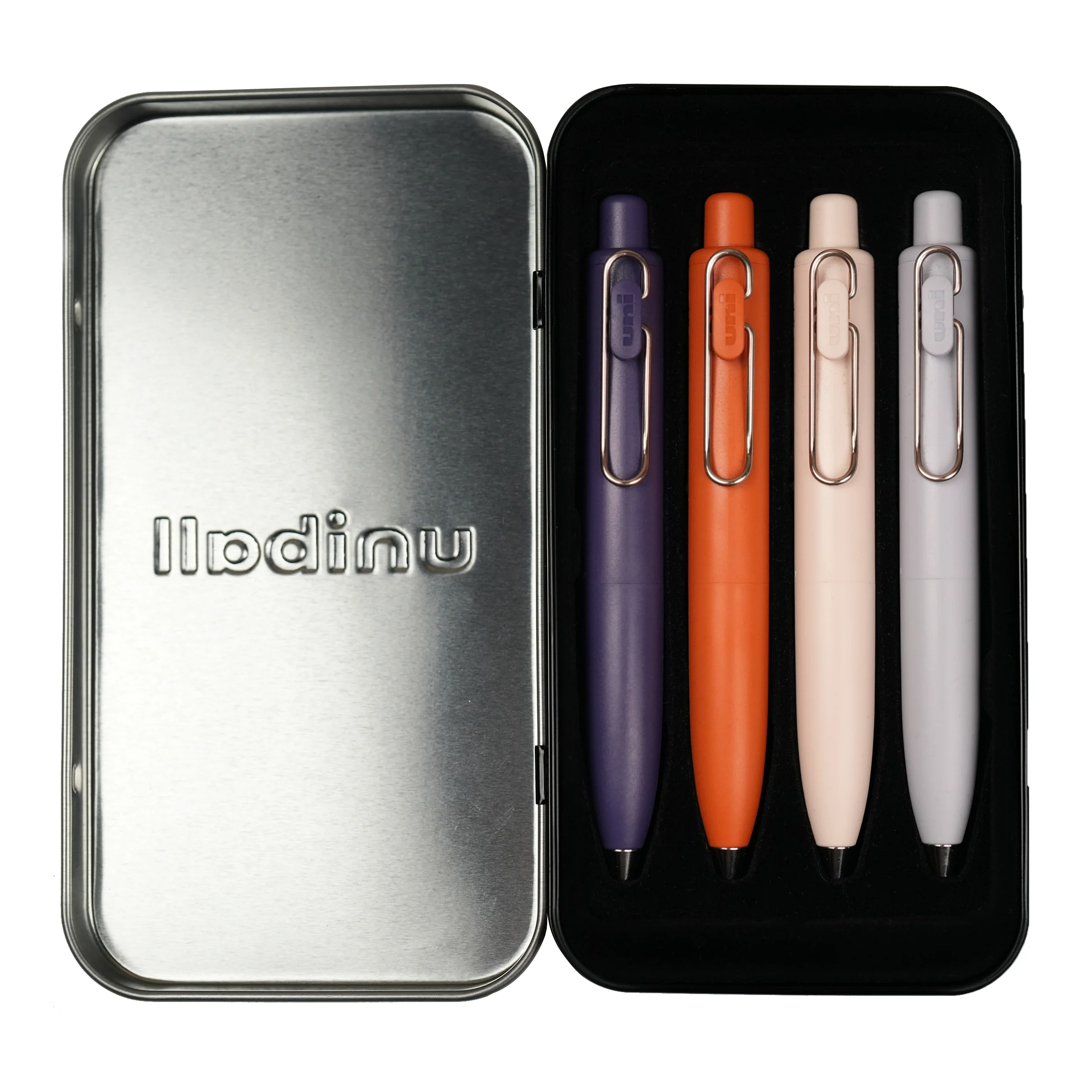 uniball™ One P Retractable Gel Pens, Mandarin Orange, Yogurt, Grape, and Soda Colors with Exclusive Tin