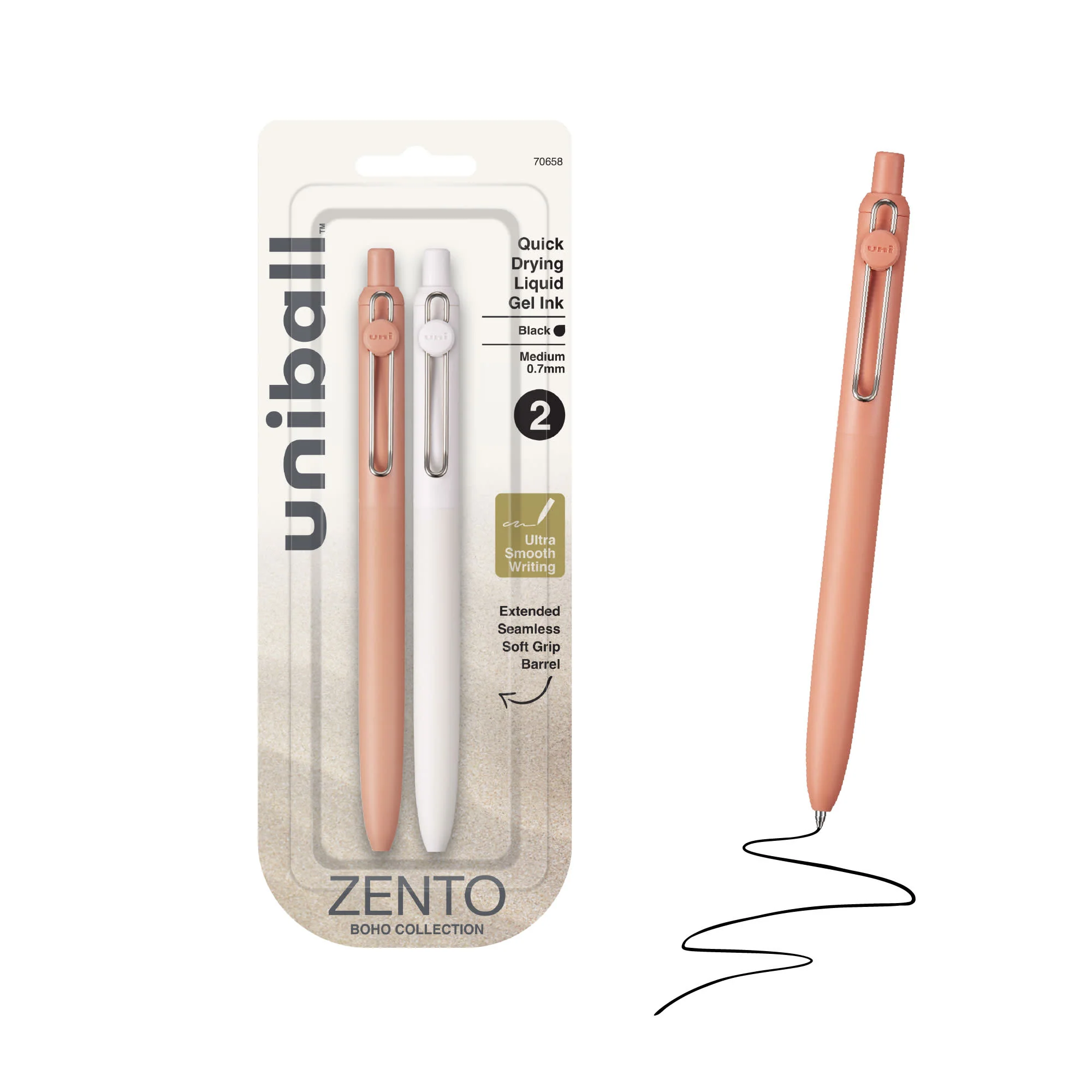 uniball™ Zento, 0.7mm Liquid Gel Ink Retractable Pens, Fashion Barrel Color, Multi-Packs 2 uniball™ Zento, 0.7mm Liquid Gel Ink Retractable Pens, Fashion Barrel Color, Multi-Packs