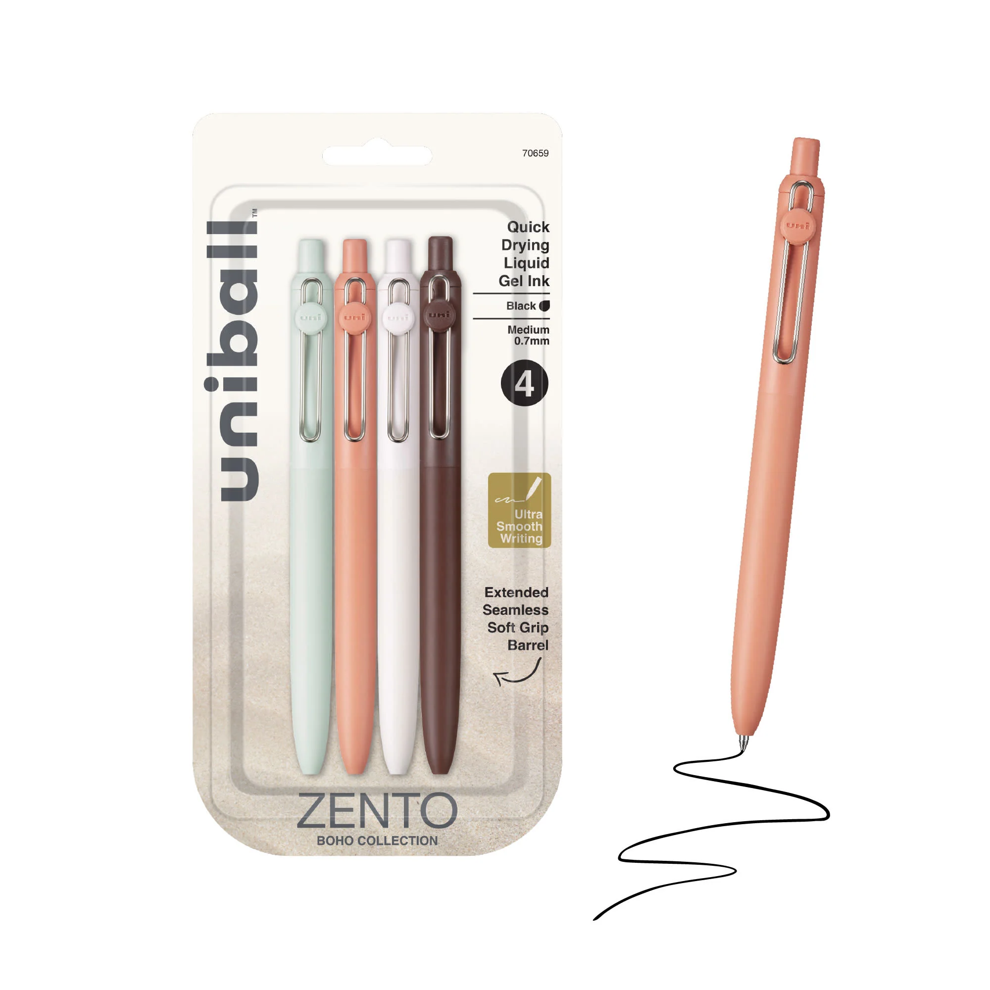 uniball™ Zento, 0.7mm Liquid Gel Ink Retractable Pens, Fashion Barrel Color, Multi-Packs 3 uniball™ Zento, 0.7mm Liquid Gel Ink Retractable Pens, Fashion Barrel Color, Multi-Packs