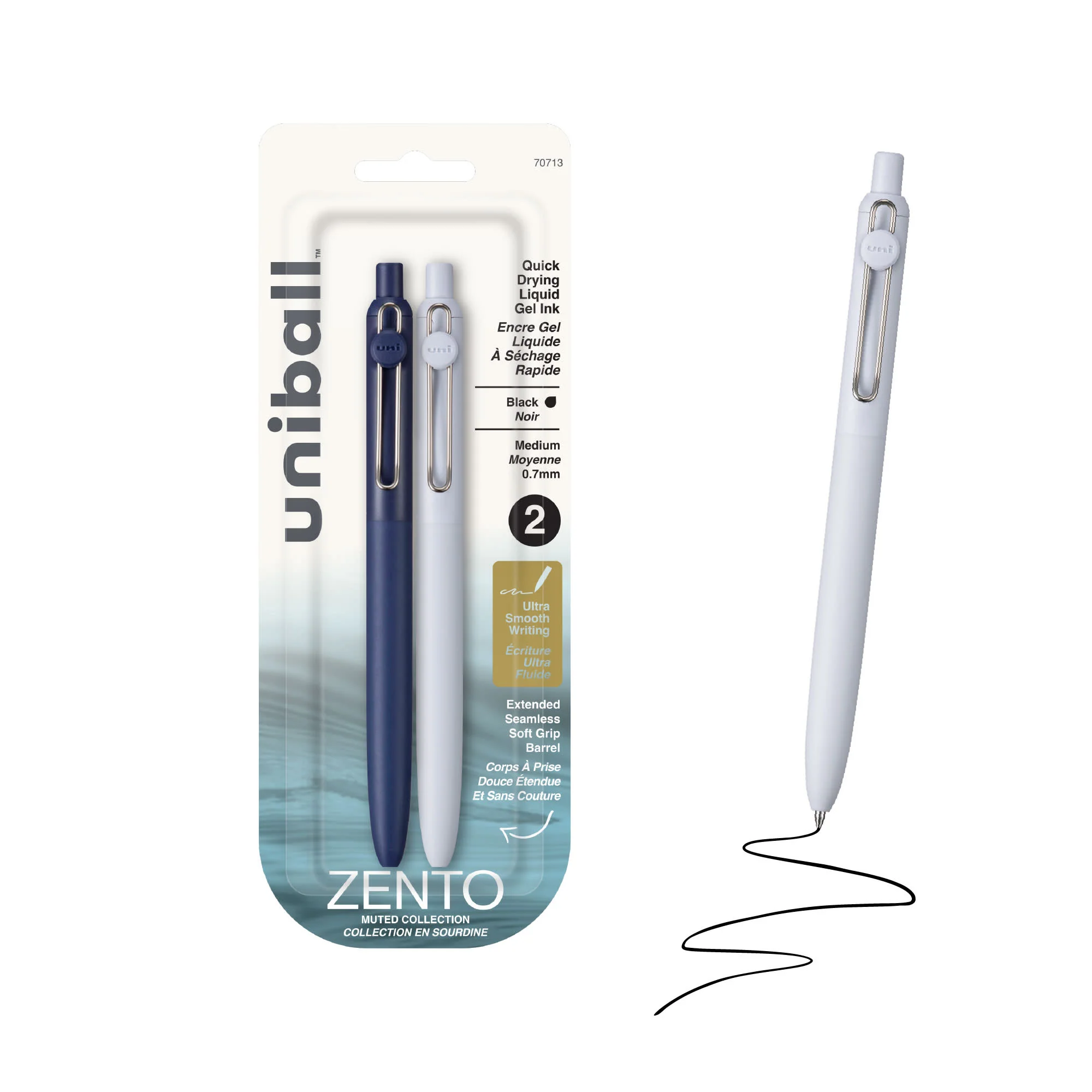 uniball™ Zento, 0.7mm Liquid Gel Ink Retractable Pens, Fashion Barrel Color, Multi-Packs 4 uniball™ Zento, 0.7mm Liquid Gel Ink Retractable Pens, Fashion Barrel Color, Multi-Packs