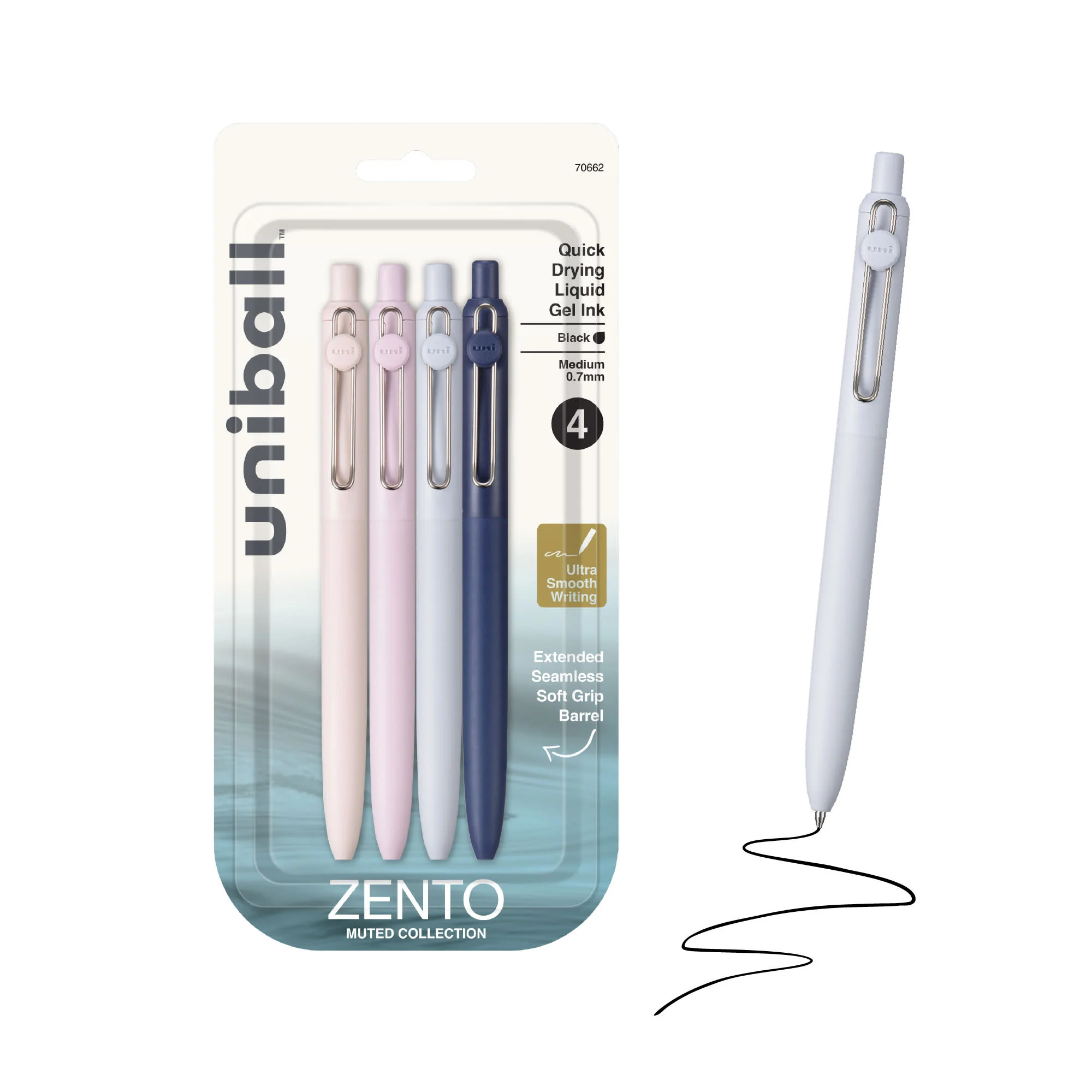 uniball™ Zento, 0.7mm Liquid Gel Ink Retractable Pens, Fashion Barrel Color, Multi-Packs 5 uniball™ Zento, 0.7mm Liquid Gel Ink Retractable Pens, Fashion Barrel Color, Multi-Packs