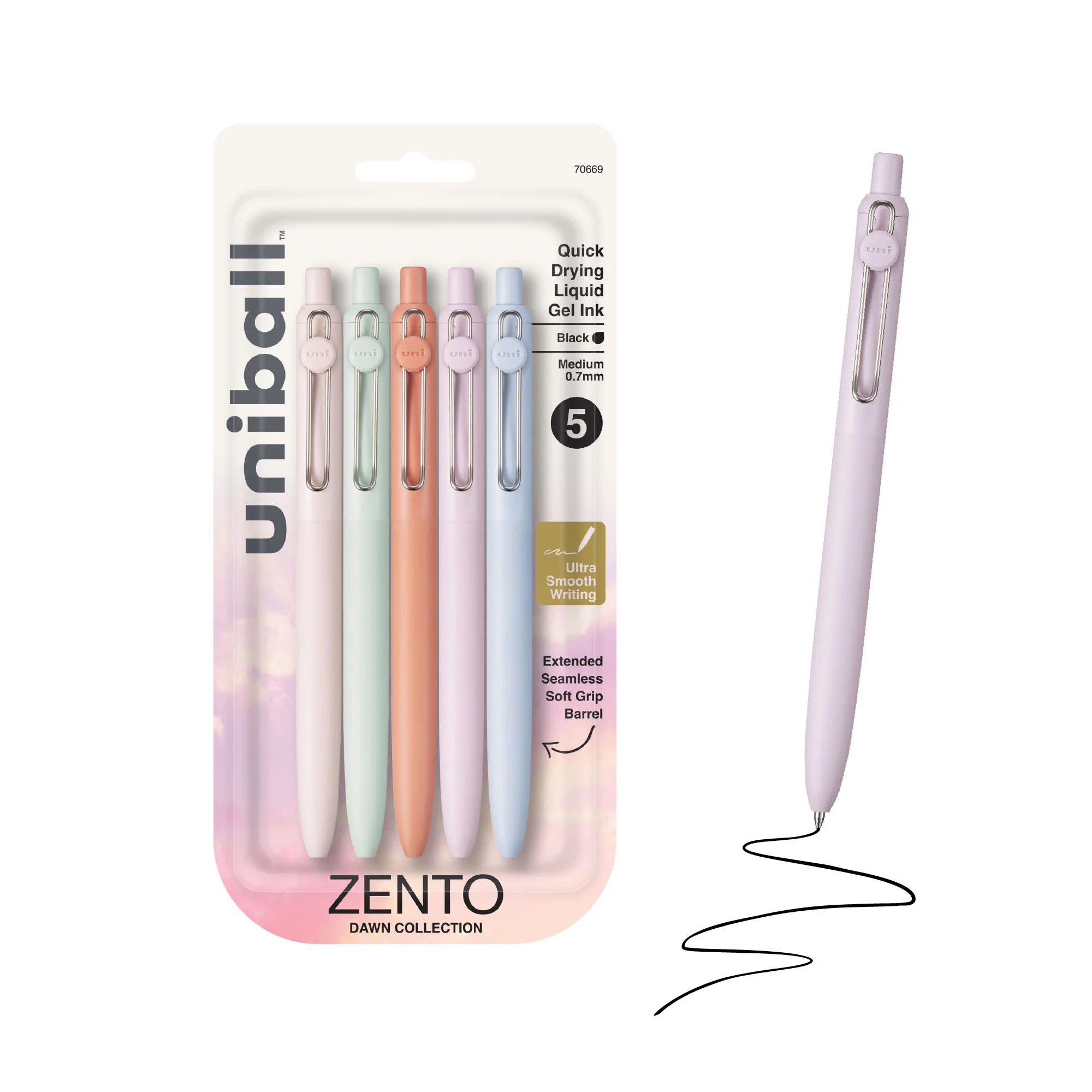 uniball™ Zento, 0.7mm Liquid Gel Ink Retractable Pens, Fashion Barrel Color, Multi-Packs 6 uniball™ Zento, 0.7mm Liquid Gel Ink Retractable Pens, Fashion Barrel Color, Multi-Packs